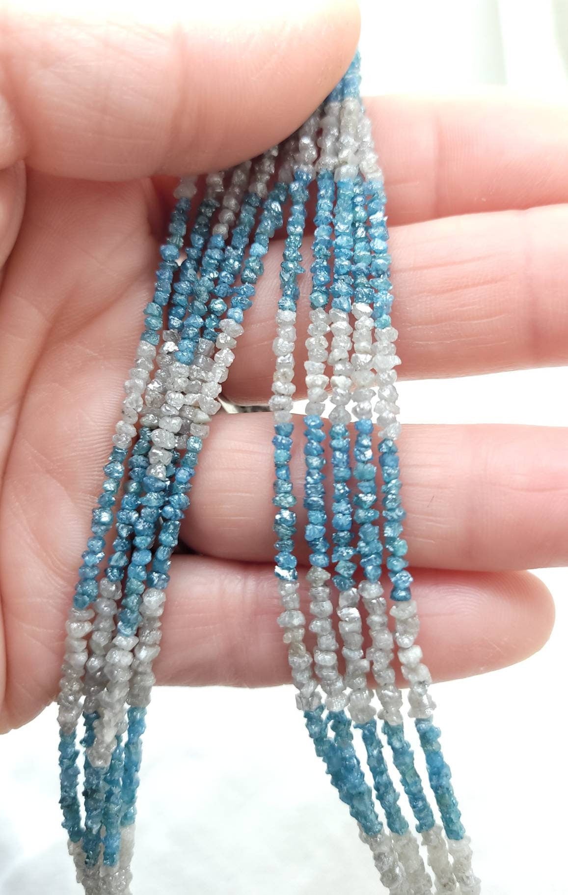 Authentic Uncut Diamond AAA / Raw Natural / Raw Diamond Jewelry Supplies / 2mm-3mm / Diamonds Gray Blue Black / Full Strand or 10 Diamonds.