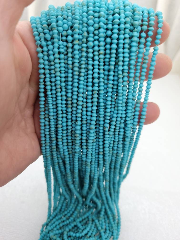 Afghani Heishi Beads Turquoise Saucer Shape  2-3 mm 11"Strand Approximately 140 Beads / Howlite /Jewelry Supplies.