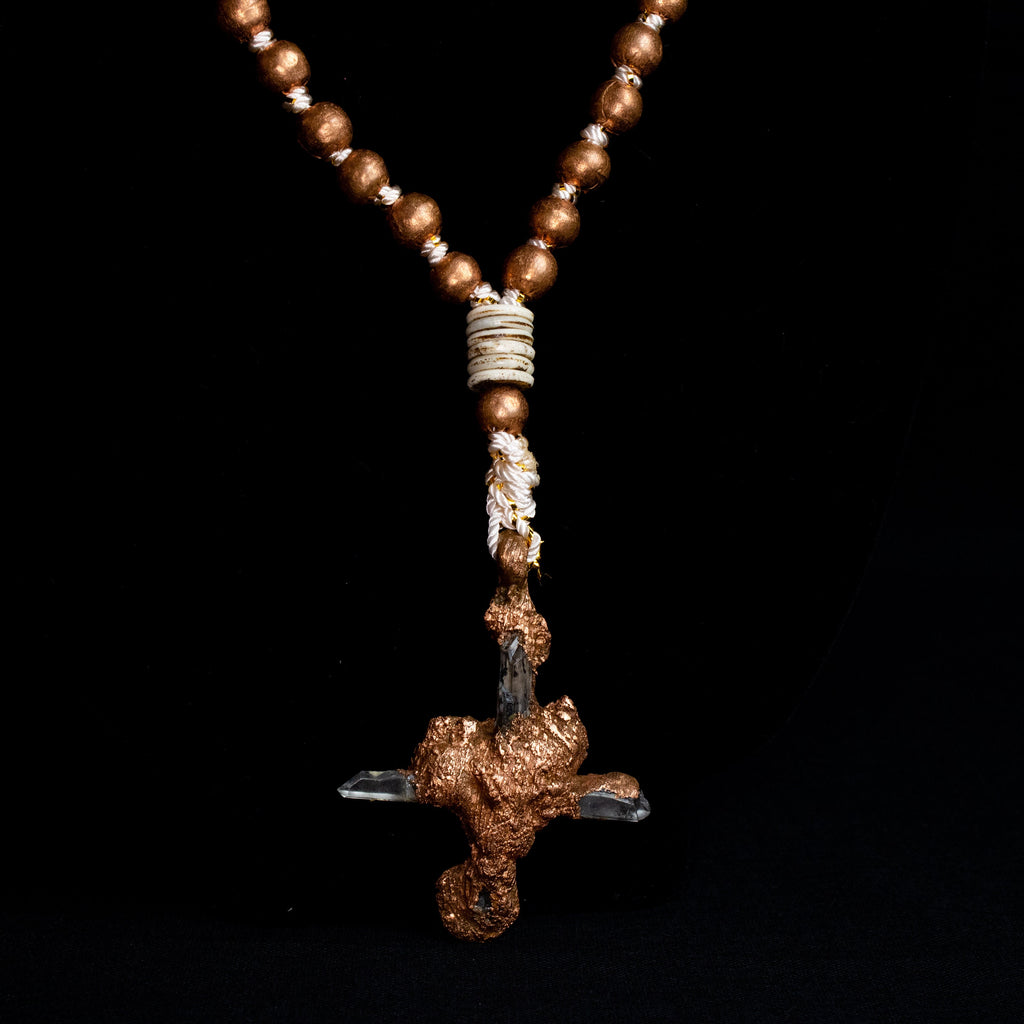 Miracle | Necklace | Copper | Electroformed | Silk | Quartz | Bone