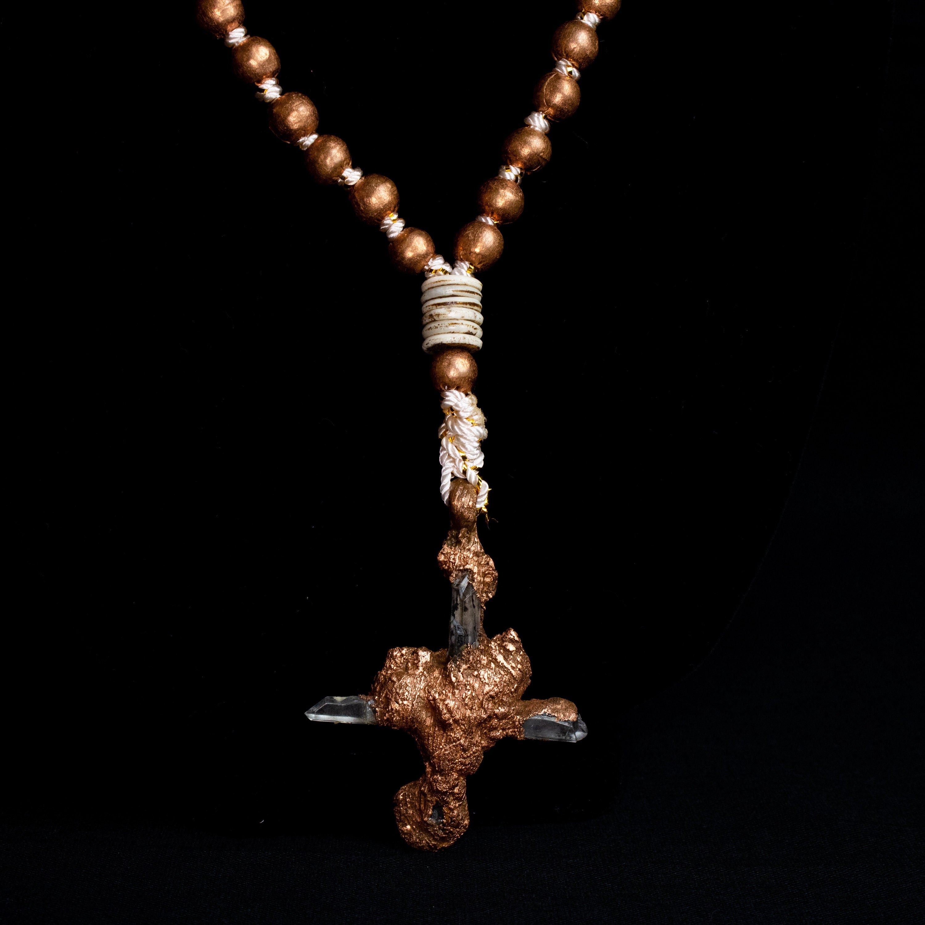 Miracle | Necklace | Copper | Electroformed | Silk | Quartz | Bone