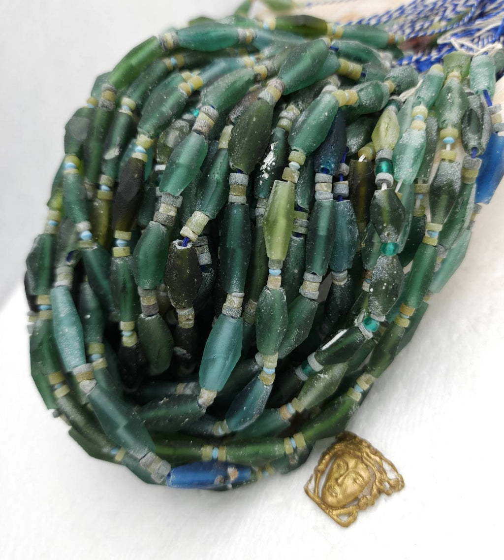 100% Genuine Ancient Roman Glass / Roman Glass Diamond-Shaped Beads Long 12mm -20mm + / Afghan Beads / Jewelry Making Supplies.