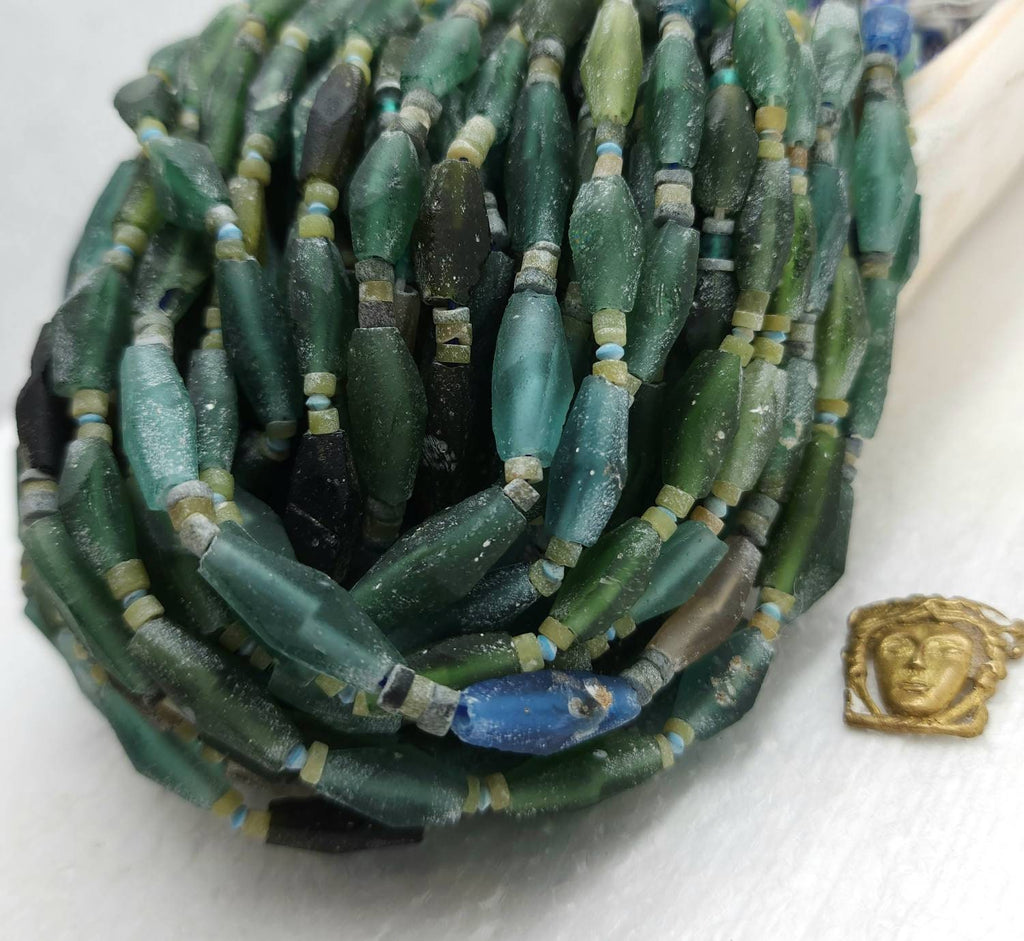 100% Genuine Ancient Roman Glass / Roman Glass Diamond-Shaped Beads Long 12mm -20mm + / Afghan Beads / Jewelry Making Supplies.