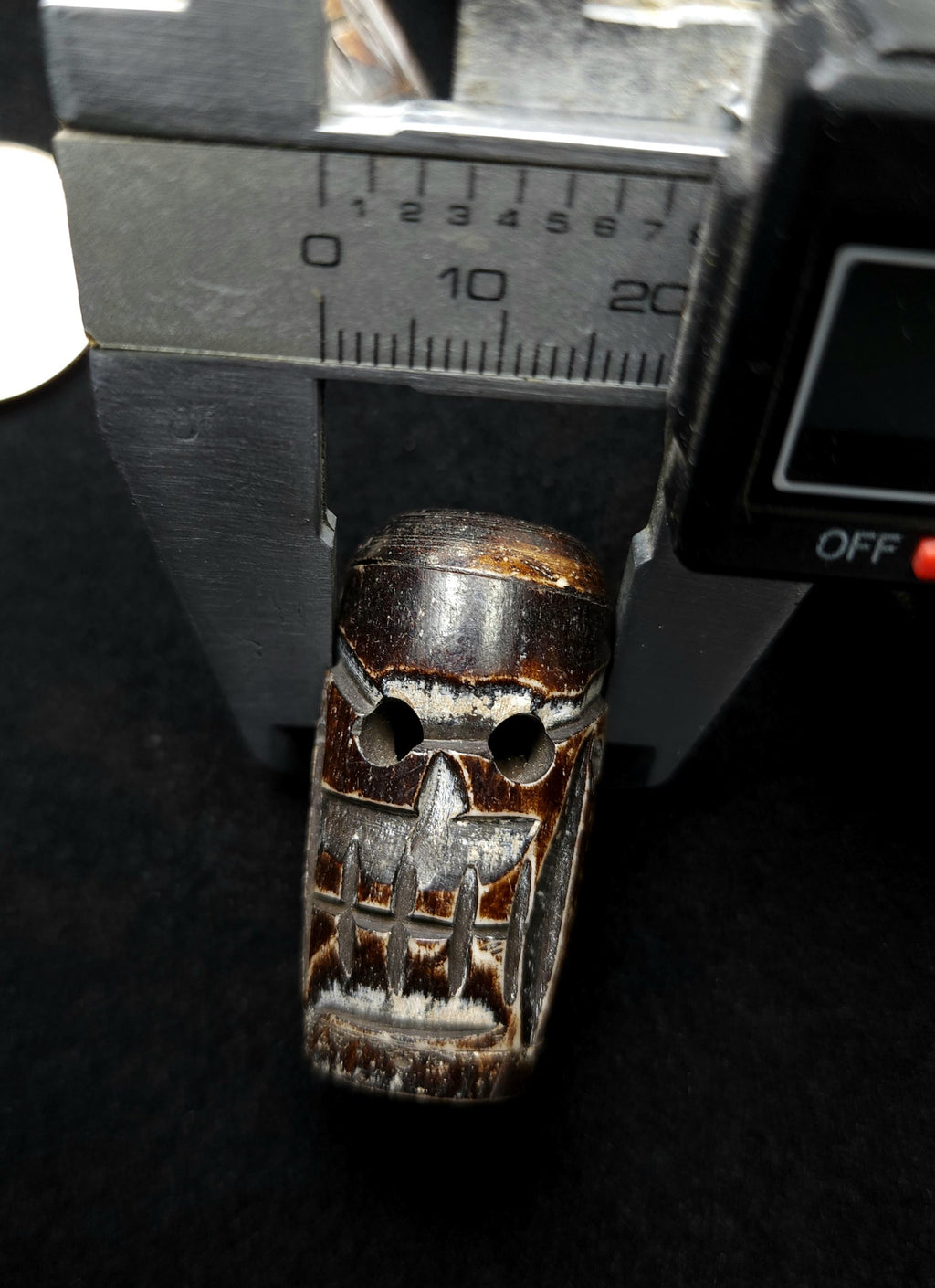 Hand-Carved Bone Skull Bead 38-39 × 19-21mm, Made in India, Tribal Ethnic Style, Amulet, Price Per Piece, Jewelry Making Supplies