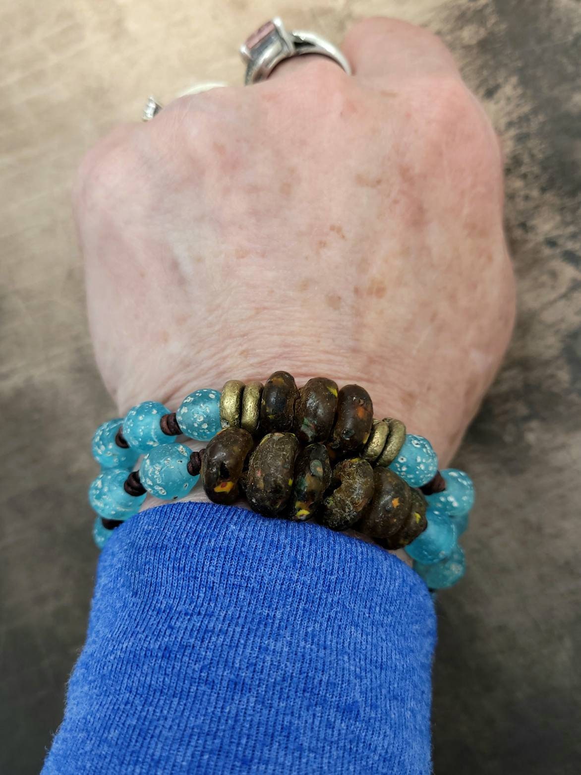 Beautiful Bracelet For Men And W / Unique Elegant Antique Rustic Accent / African Jewelry / Indonesian Jewelry /Bronze/High Quality Leather.