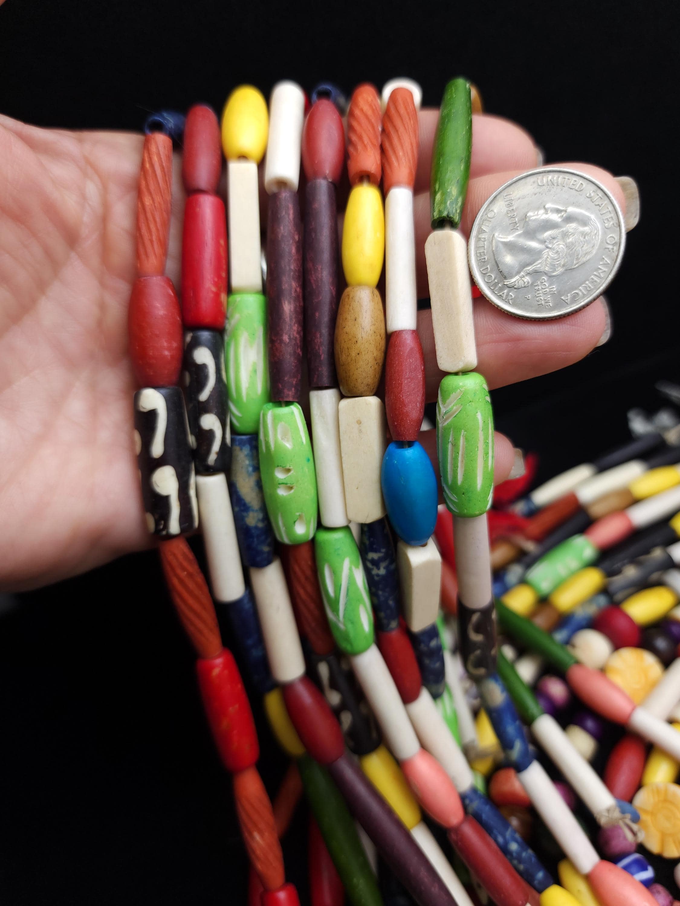 Great Mix Of Buffalo Bone Dyed Beads, Great Variety to create Jewelry, Jewelry Making Supplies, Option To Choose, Fun Beads.