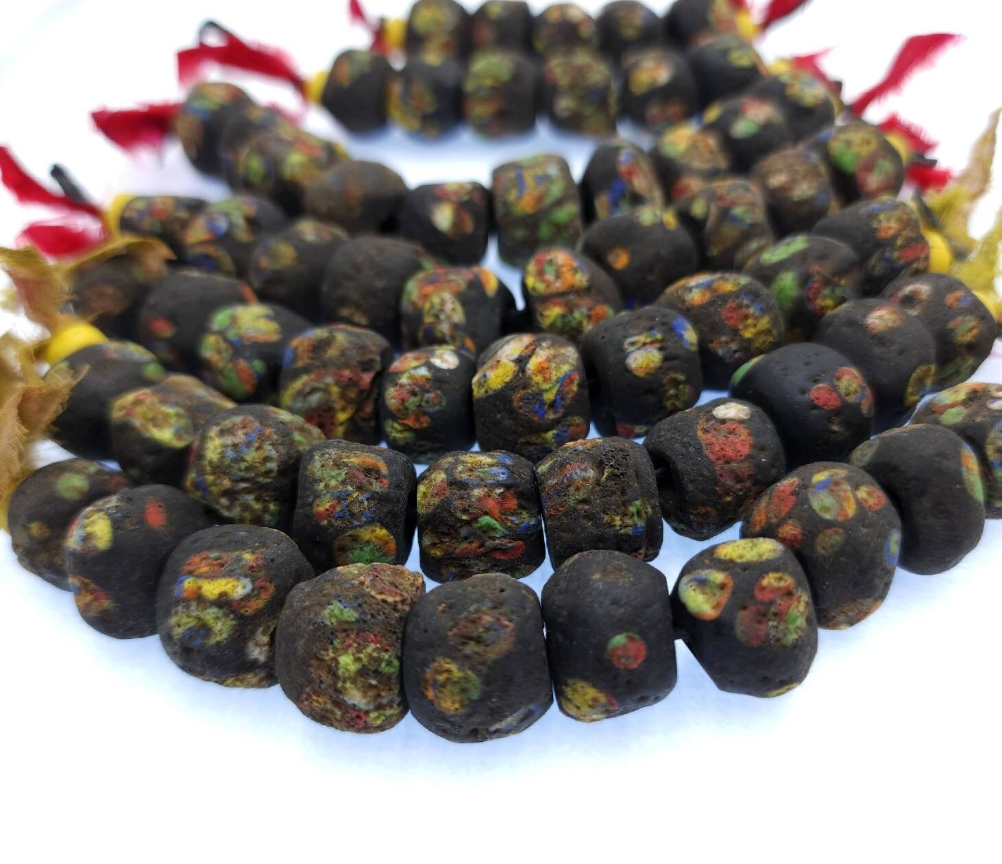Graduated Strand of Very Old Beads Like Hebron 12-14mm Option to Choose 10 or 5 Beads / Ancient Tribal Beads / Vintage / Jewelry  Supplies.
