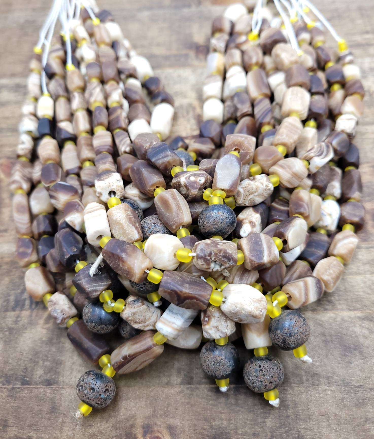 Wow Beautiful Old Chocolate Calcite Strand with 20-24 Beads 9-16mm x 6-11mm / Afghan Antique Discoveries Beads / Raw Beads / Jewelry Supplie