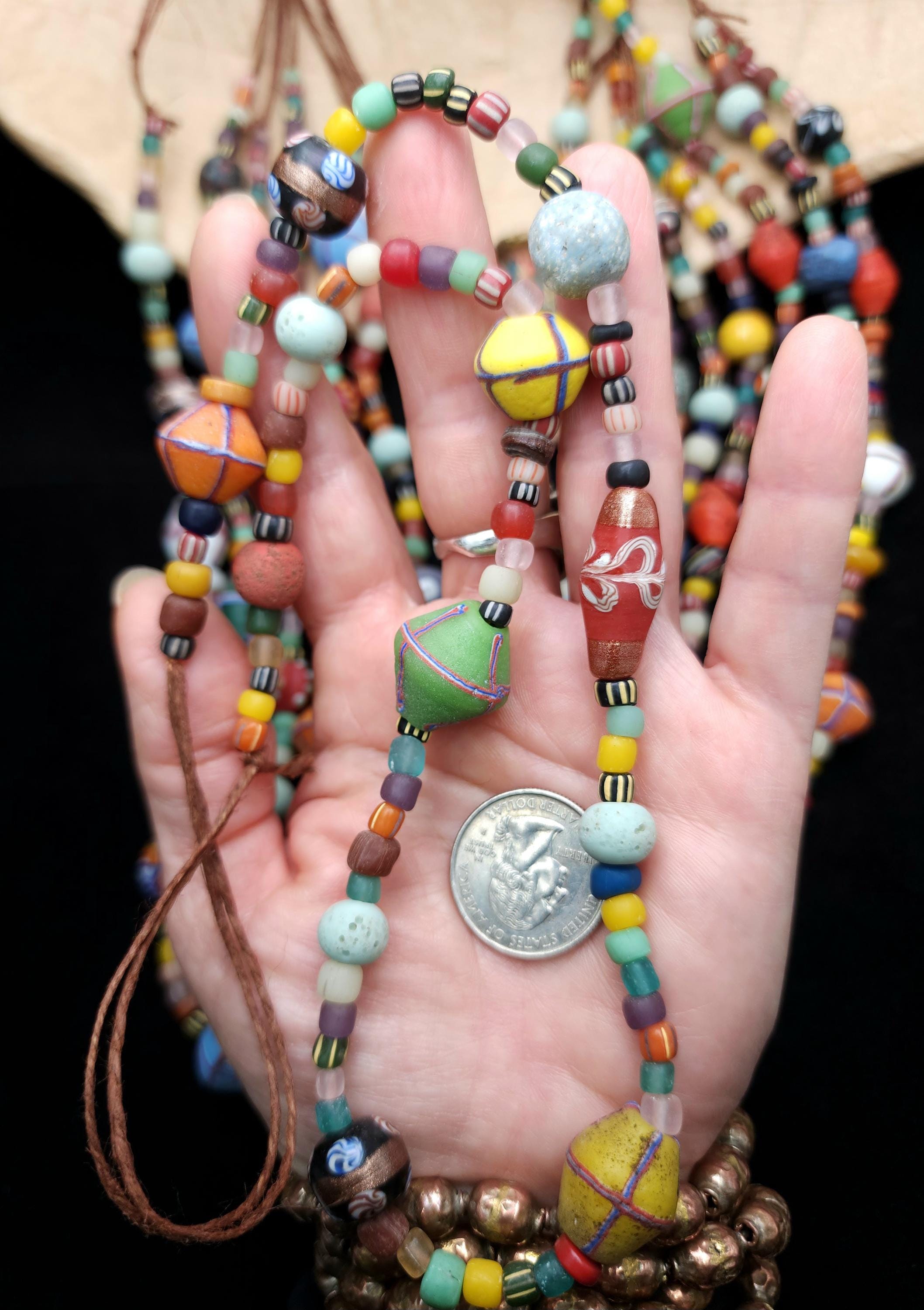 Large Variety of Funny Indonesian Beads and Colorful Beads, Full Strand 17-18" 6-25mm, Jewelry Making Supplies, Java, Indonesia, Thai Beads.