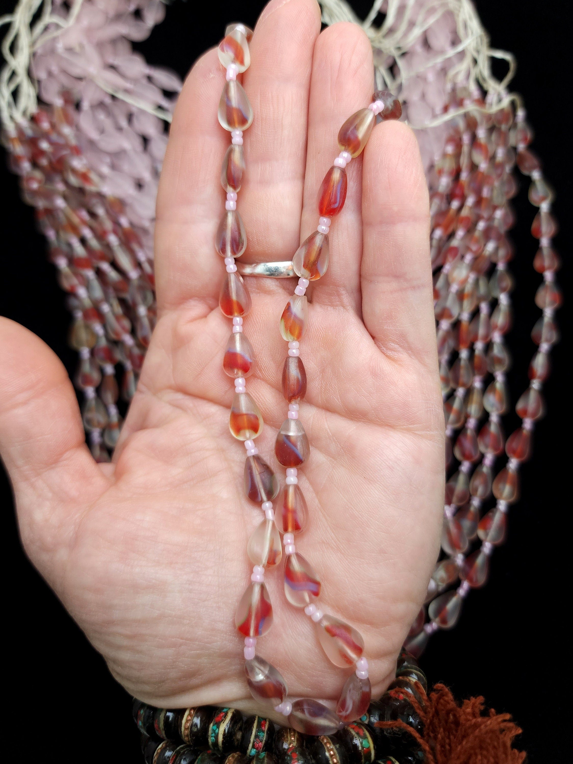 Glass Beads From AfghanistanStrand 17" 10-11mm / Jewelry Supplies / Egyptian Style Beads / Opaque Glass Beads / Jewelry Supplies.