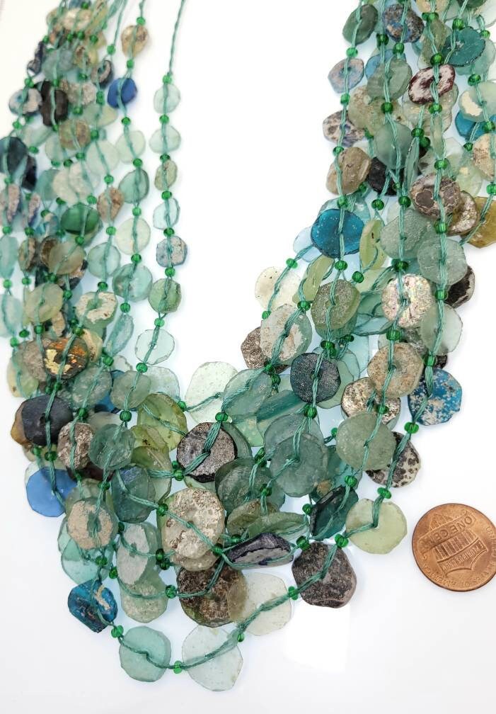 Roman Glass Beads 14-15" From Ancient Rome Lots Of Patina The Glass Speaks For Itself Of Its Age Over 2,000 Years Old, Authentic Genuine