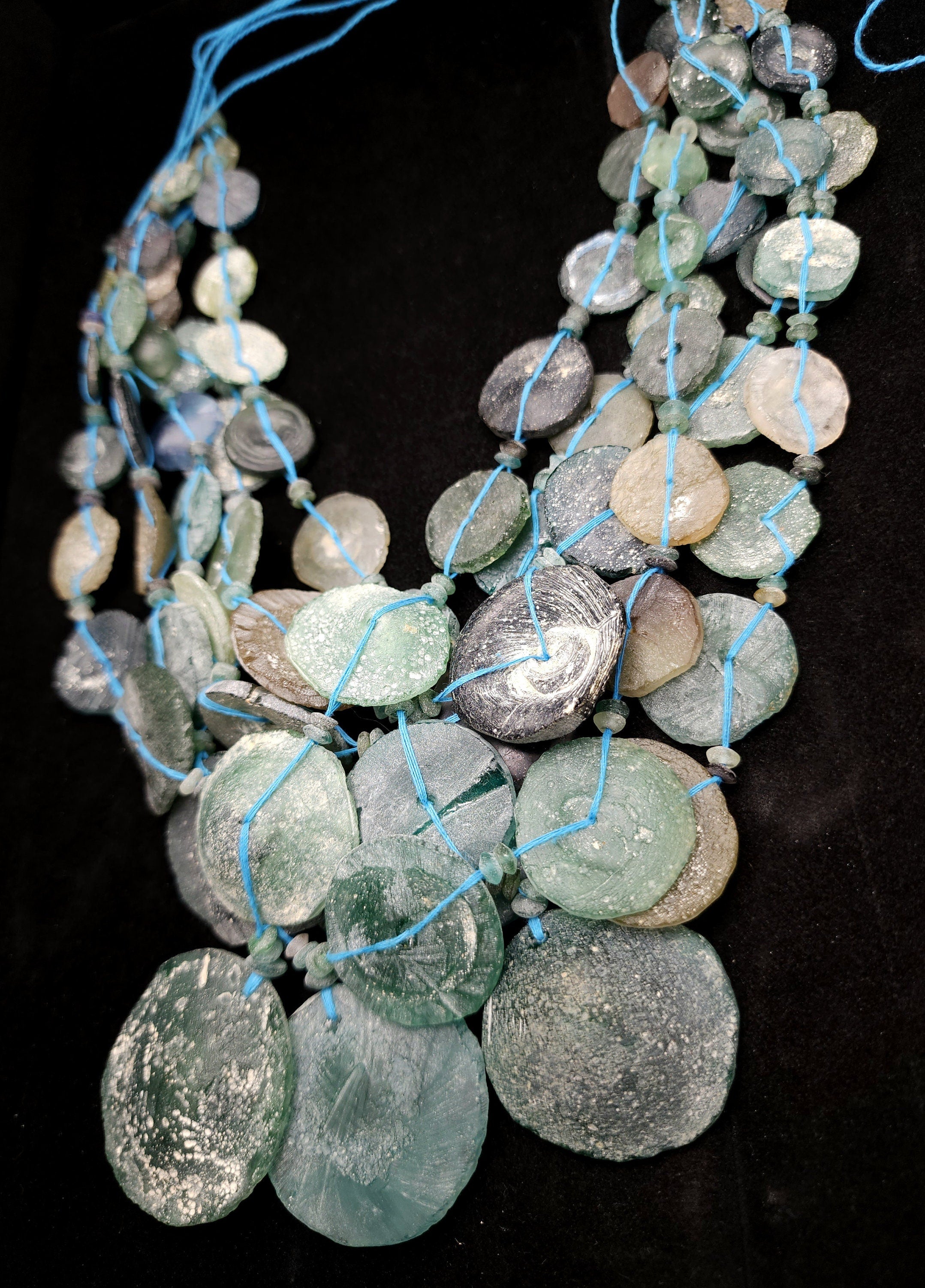 Ancient Roman Glass Big Beads, Authentic Roman Glass Strand 15", Jewelry Supplies, Discovery By Excavation Hard To Find, Jewelry Supplies.