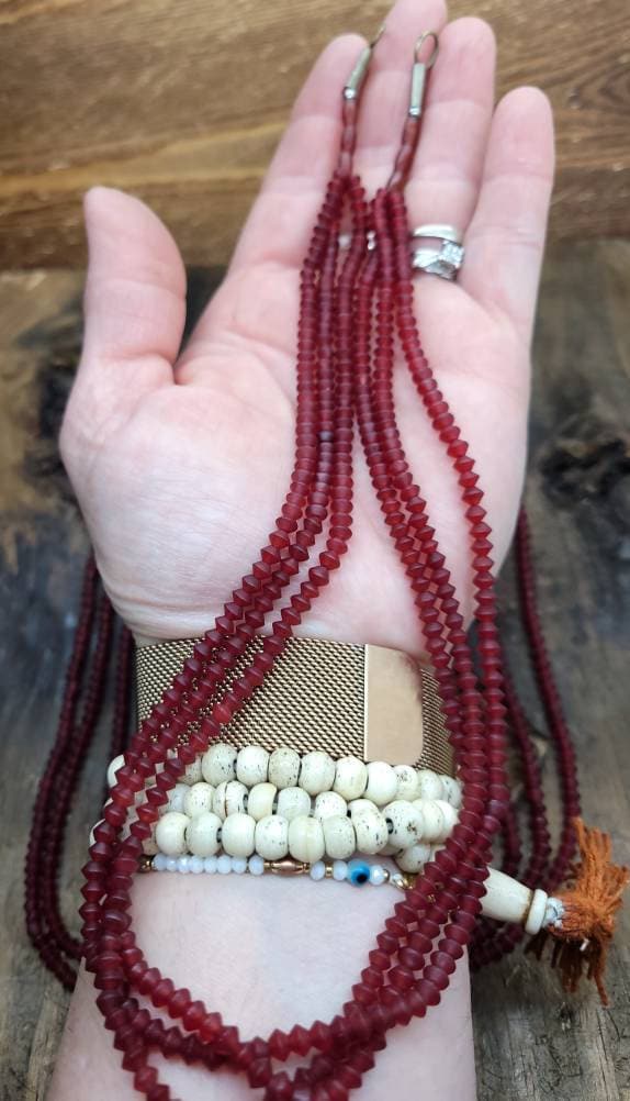 Beautiful Carnelian Opaca Saucer Shape Beads 4mm / Jewelry Supplies / Genuine Carnelian Three Strand Necklace 18", Opaque.