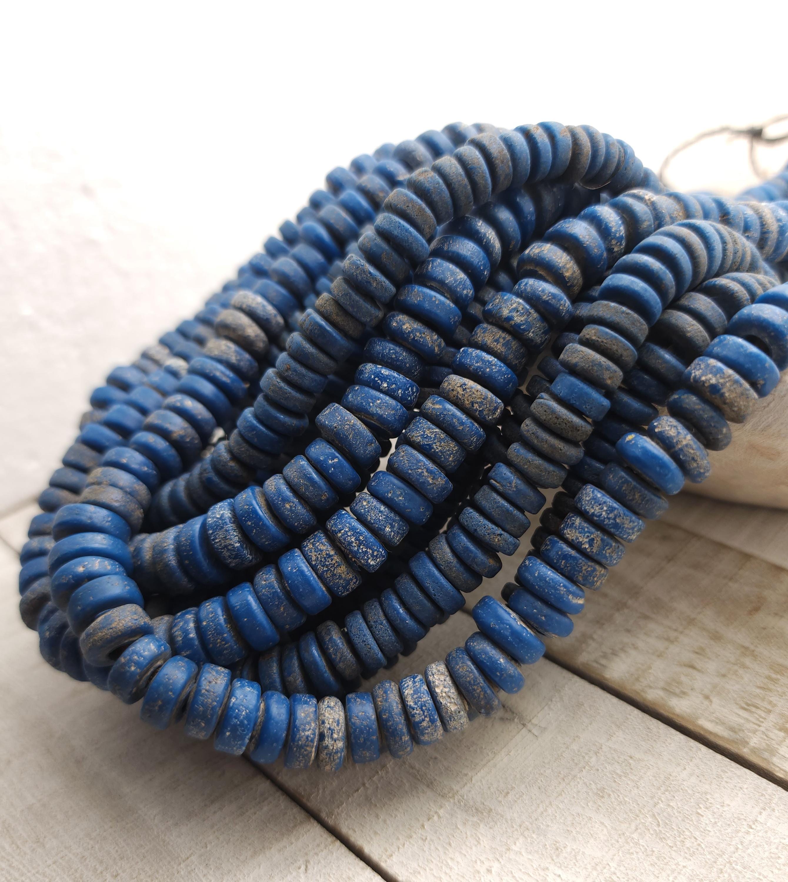 Java Glass Beads With Rustic Accent Option to choose 9-10mm or 10-12mm Strand 10" Long / Indonesian / Thailand / Jewelry Supplies.
