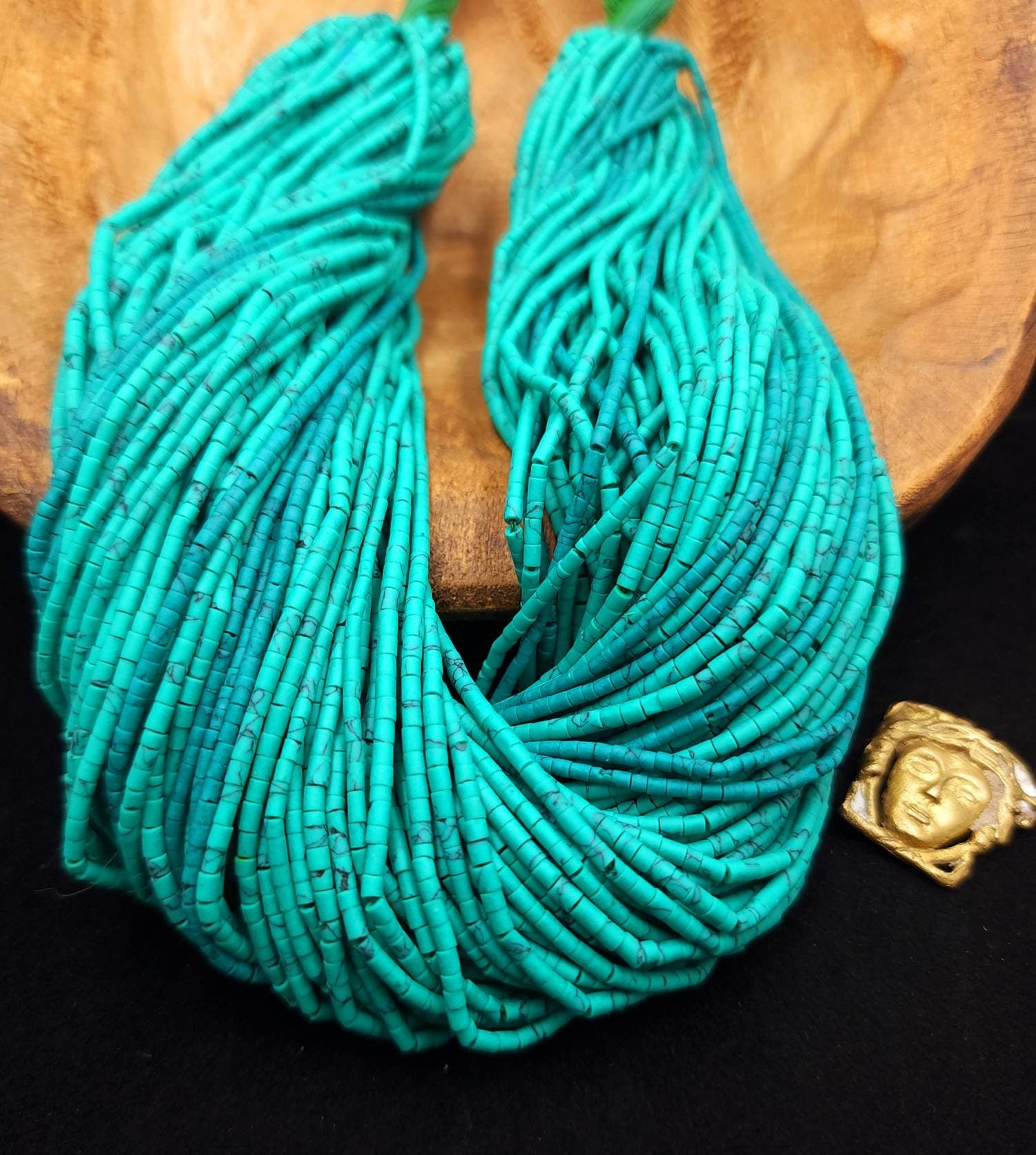 Heishi Beads Afghan Stone Seeds 1.5-2mm Beautiful Turquoise Green / Strand 12 "Inches Long / Afghanistan Beads / Jewelry Supplies.