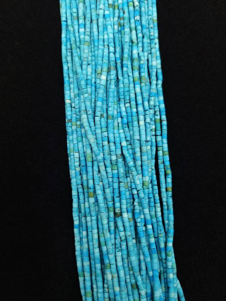 Heishi Turquoise 100% Natural Genuine Tube Shaped Option To Choose Strand 15 "2-3mm or 1mm / Small Beads / Afghani Beads / Jewelry Supplies