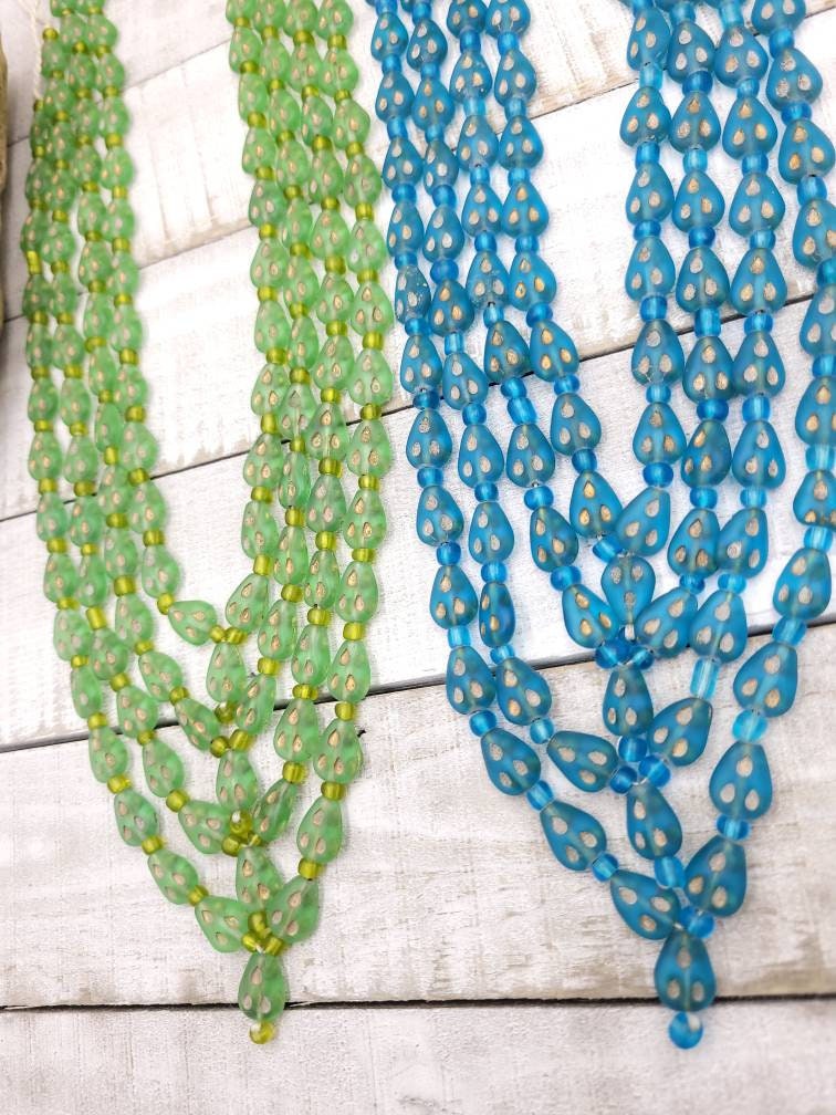 Vintage Glass Beads From AfghanistanStrand 17" 10-11mm / Jewelry Supplies / Egyptian Style Beads / Jewelry Supplies.