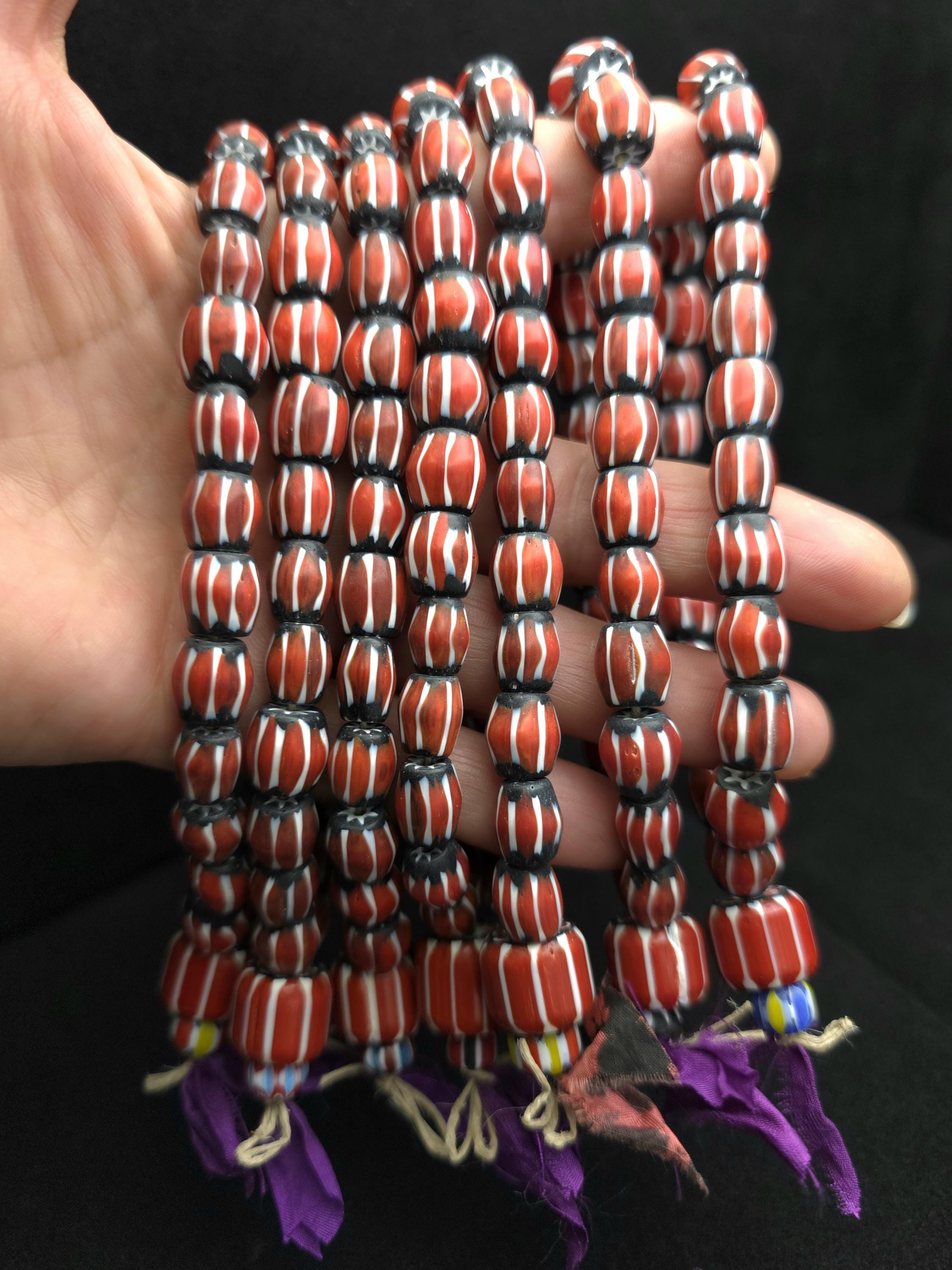 Red Chevron Multilayer Beads 9-11mm Strand 10" 24-25 Beads / Tribal Ethnic / Jewelry Making Supplies / Craft.