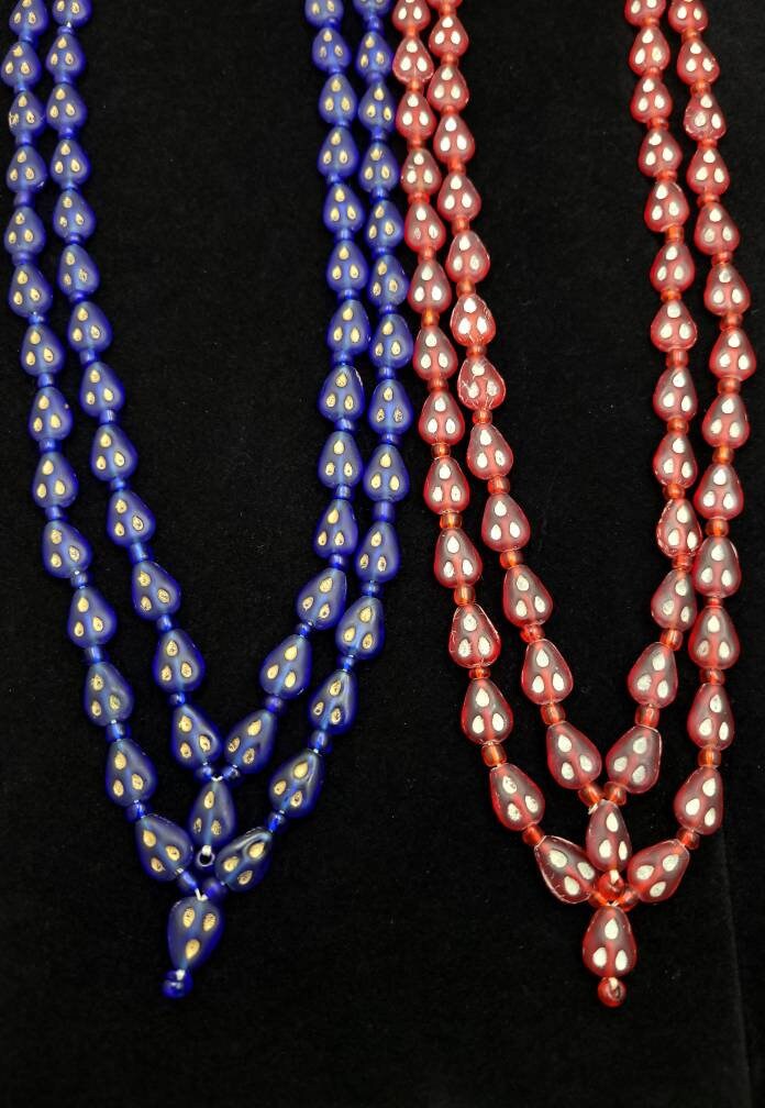 Vintage Glass Beads From Afghanistan Strand 17" 10-11mm / Jewelry Supplies / Egyptian Style Beads / Opaque Glass Beads