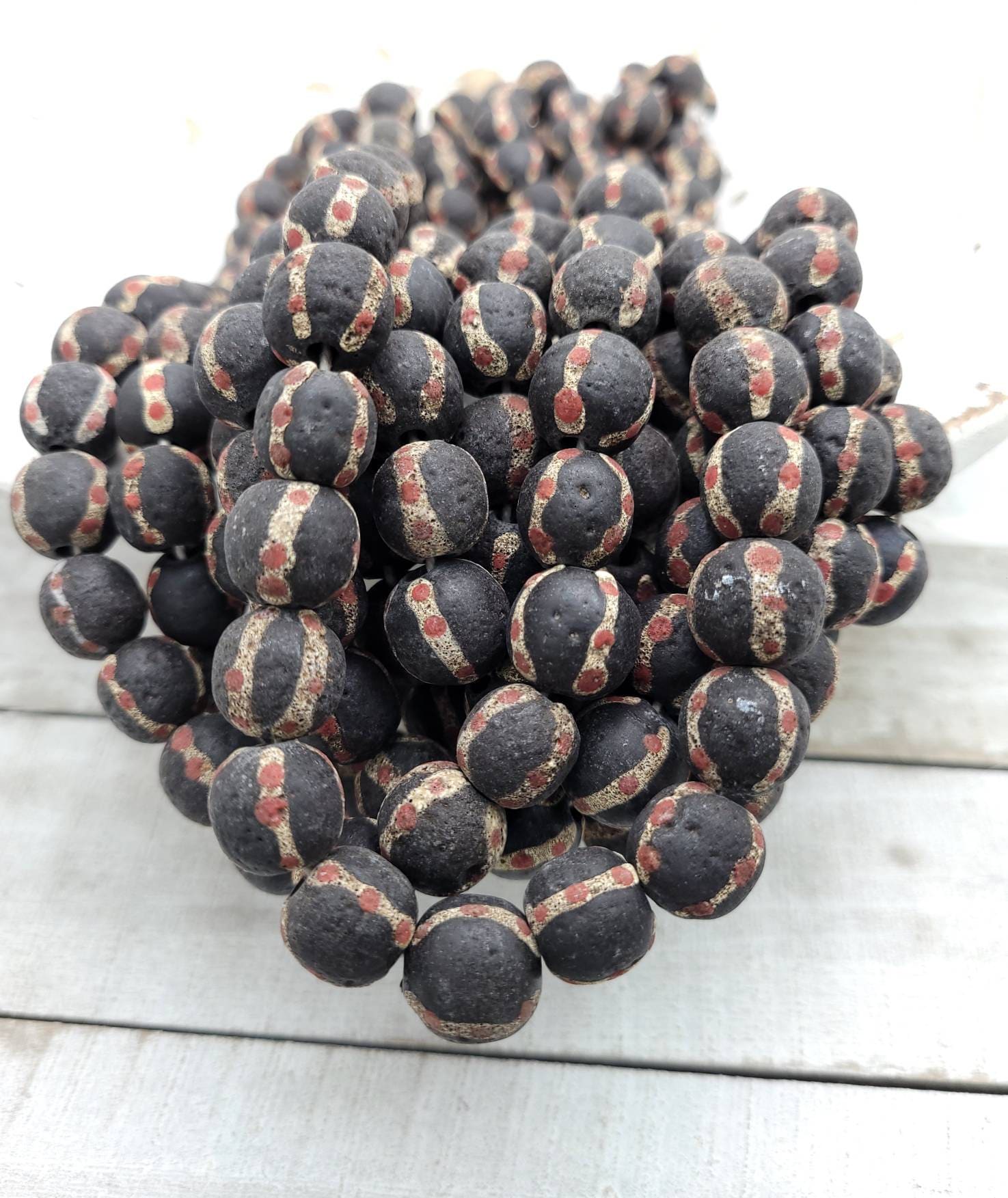 Handmade Rustic Accent Beads From Thailand 12-13mmx12-13mm  Strand With 12 beads  / Jewelry Supplies /Java / Indonesia / Boho / Ethnic .