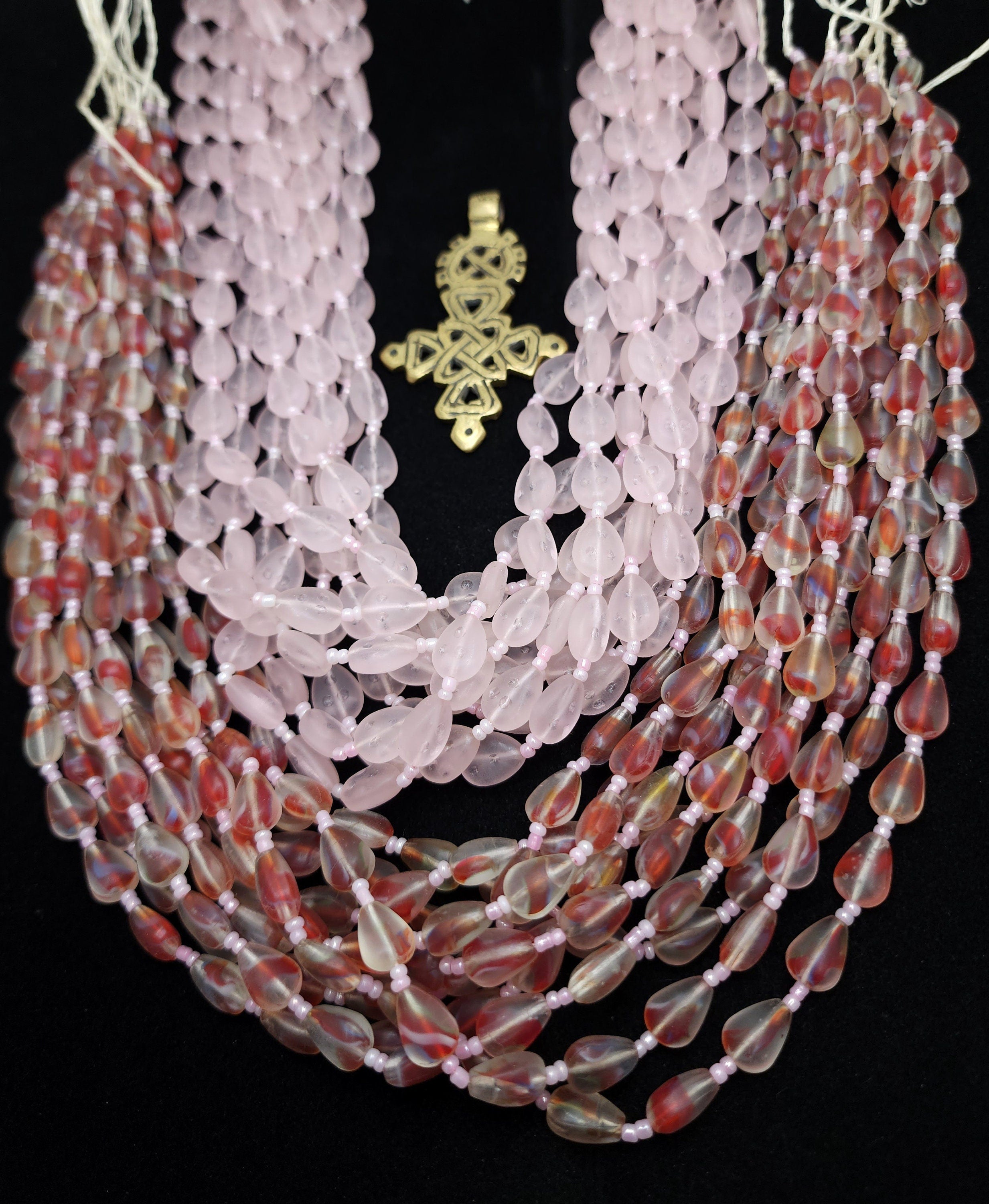 Glass Beads From AfghanistanStrand 17" 10-11mm / Jewelry Supplies / Egyptian Style Beads / Opaque Glass Beads / Jewelry Supplies.