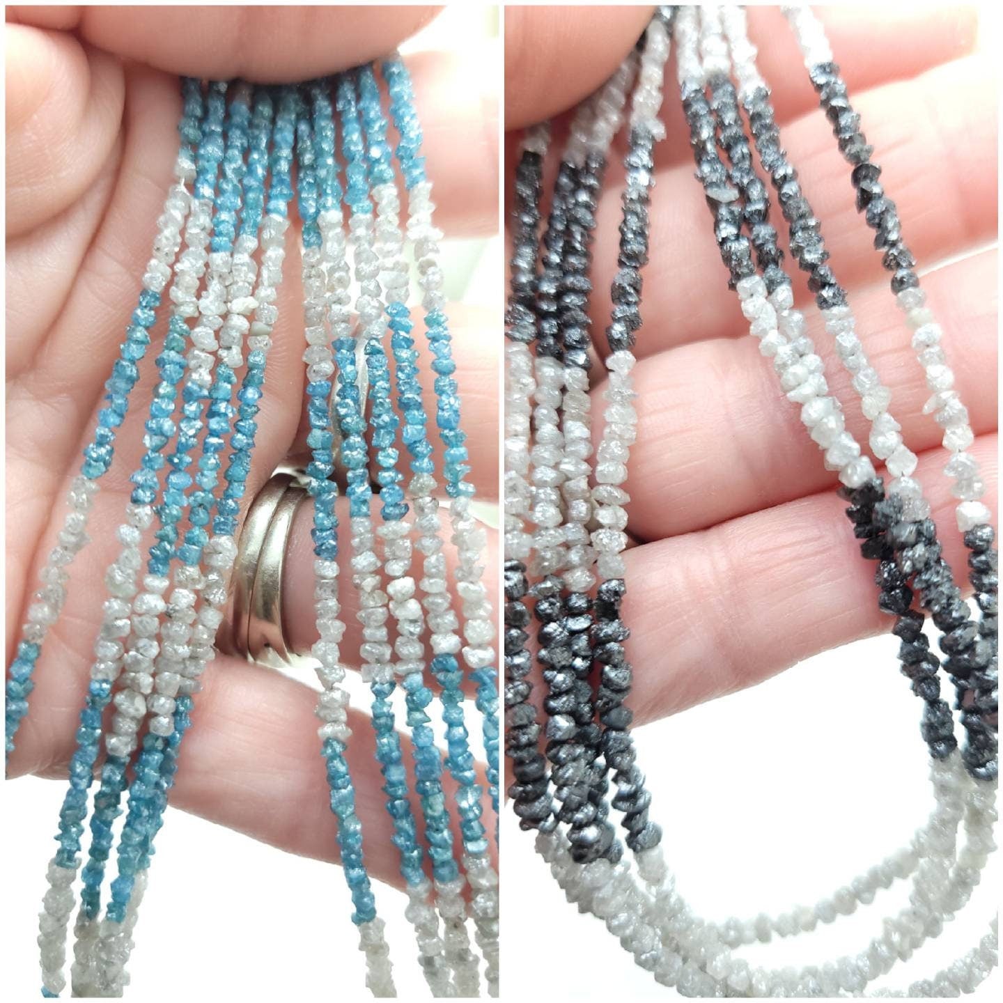 Authentic Uncut Diamond AAA / Raw Natural / Raw Diamond Jewelry Supplies / 2mm-3mm / Diamonds Gray Blue Black / Full Strand or 10 Diamonds.