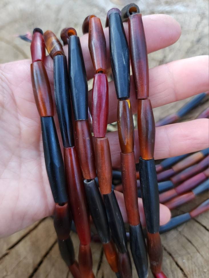 Bone Pipe Beads Size Variable 25-40mm 12" Inch Strand / Jewelry Making Supplies.