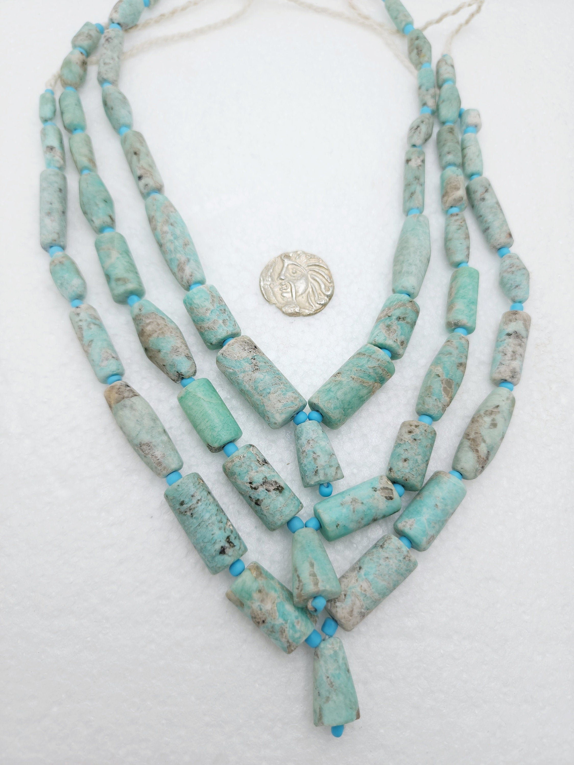 Vintage Amazonite Afghani Beads, Beads Excavated From Afghanistan, Genuine Amazonite Rough Cut, Jewelry Making Beads, Strand 16-17" 7-39mm
