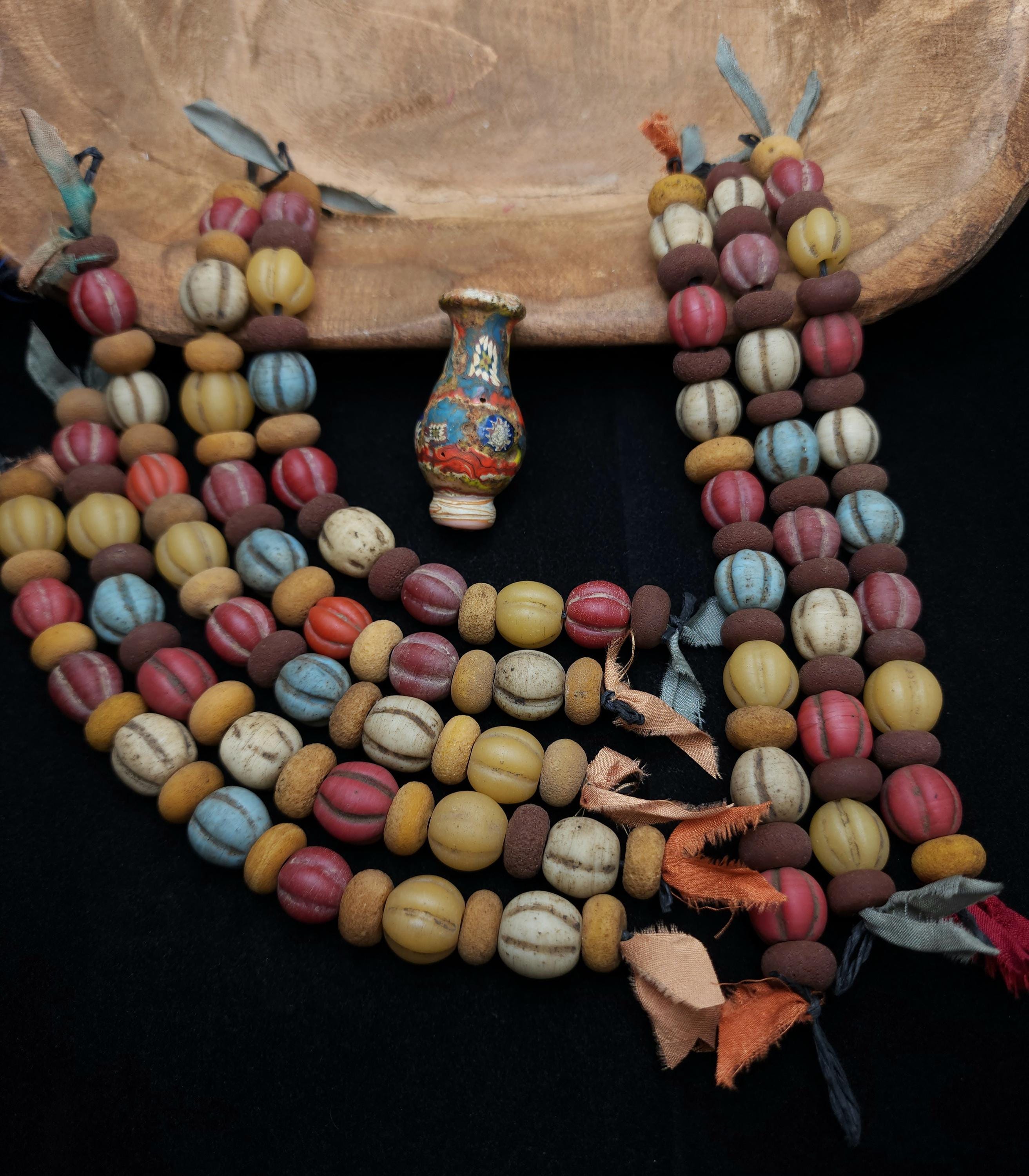 Old Pumpkin Beads, 17 Variable Beads 13-14mm x 7-15mm, Melon Beads, Indonesian, Thailand, Lampwork Beads, Jewelry Making Supplies, Craft.