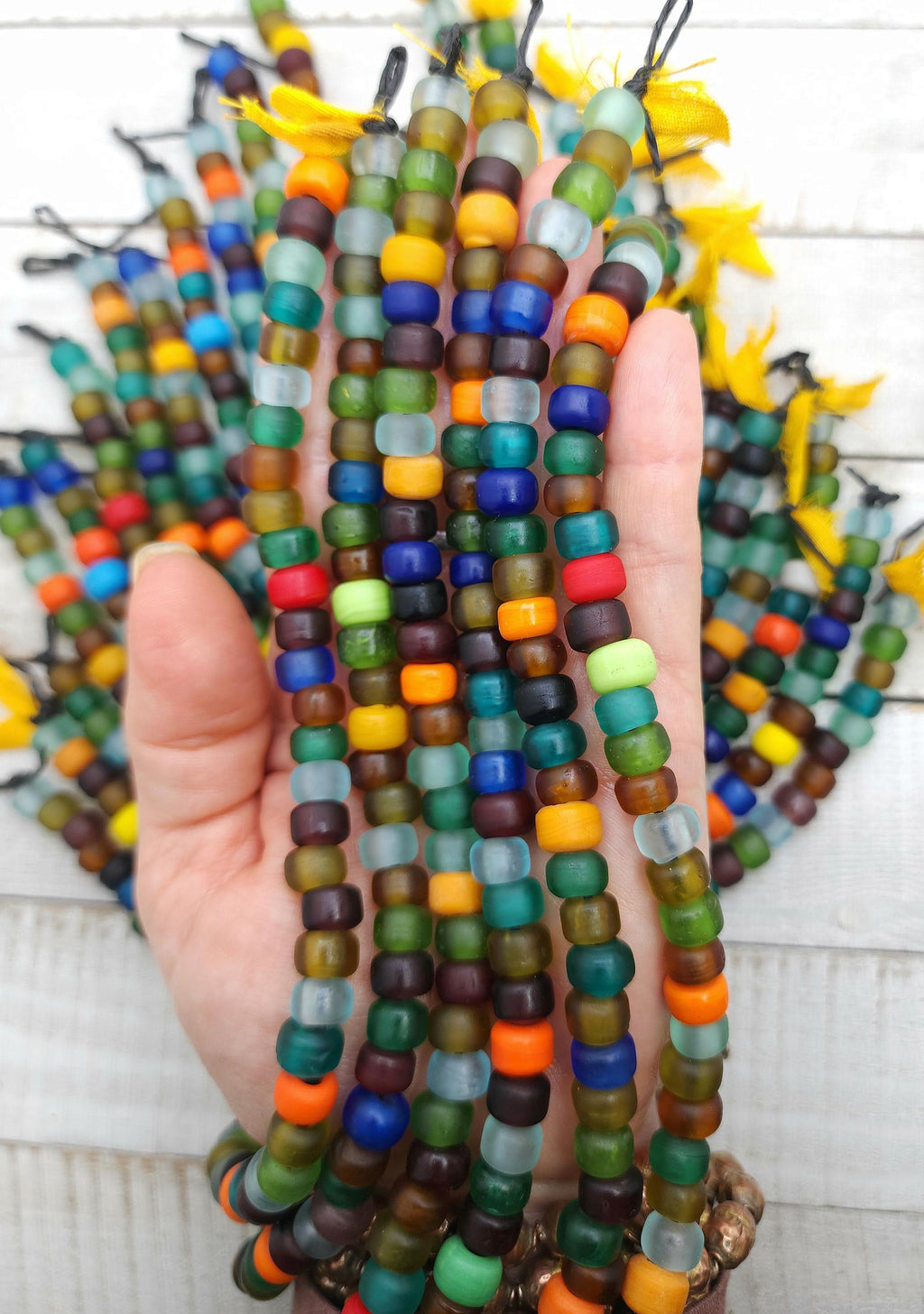 Multicolor Opaque Glass Beads, Pony Beads, Crow Beads, Strand With 35 Beads 9x6, Jewelry Making Supplies, Craft.