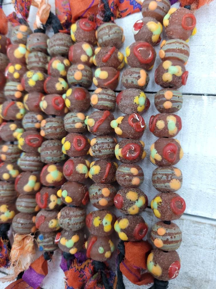 Lampwork beads Made By Thai Artisan Hands 12-14mm x 10-11mm Strand With 10 Beads / Indonesian Beads / Jewelry Supplies.