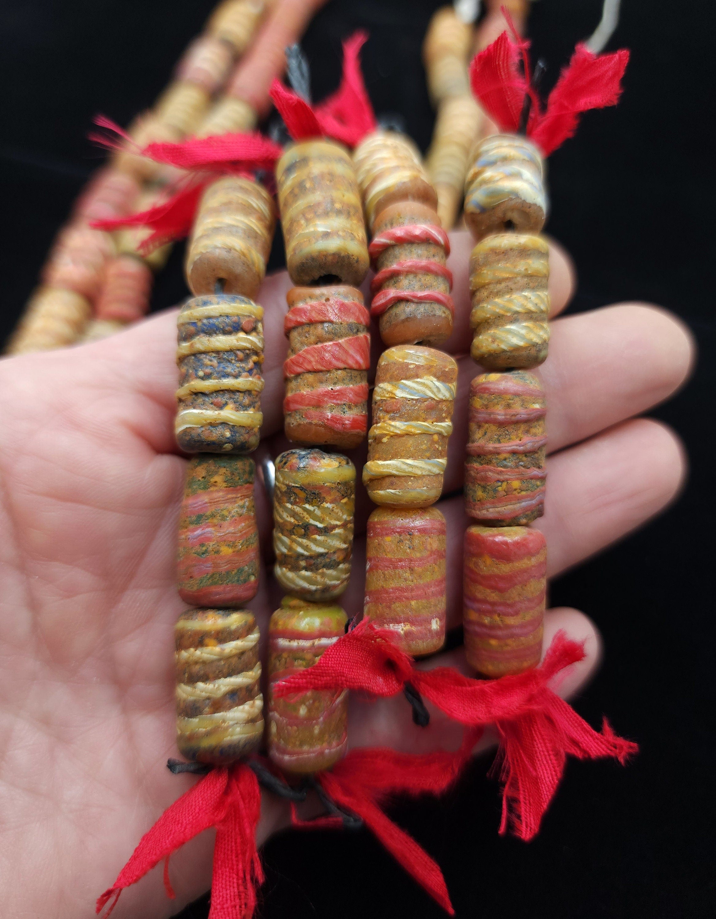 Vintage Glass Beads From The 90's Rustic Beads From Thailand Lot of 4 Beads / Indonesian Lampwork Beads / Jewelry Supplies.