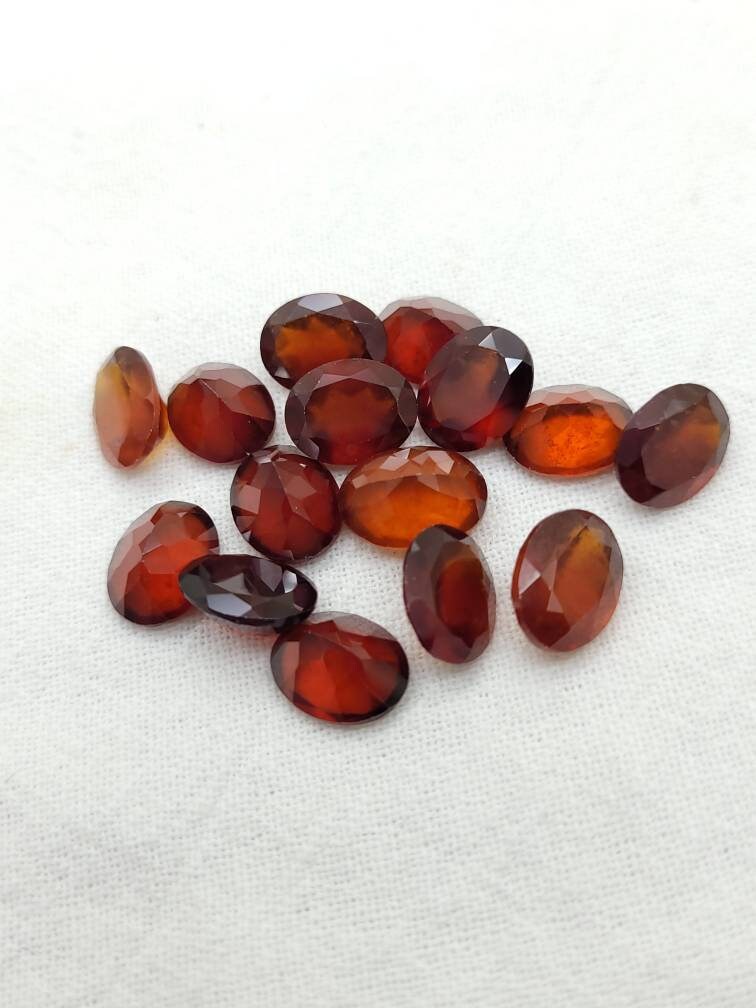 Natural Hessonite Garnet Cut Faceted Cabochon 9mm/7mm Oval Untreated Gemstones and 10mm/8mm. High Quality.