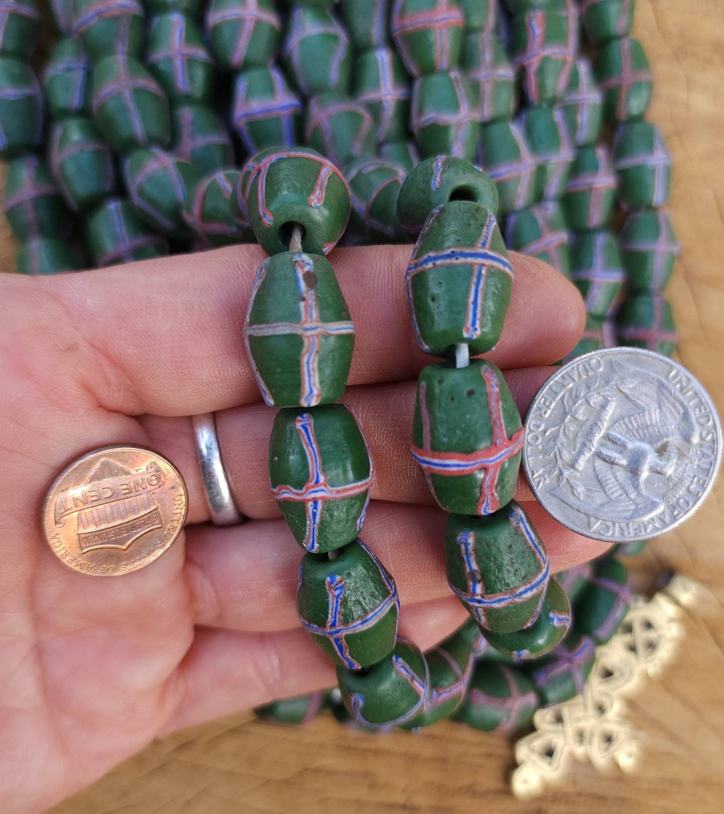 Venetian Cross Beads with Rustic Accent / Ethnic Bicone Beads From Java Strand of 12 beads 18-19×13-14mm / Jewelry Making Supplies