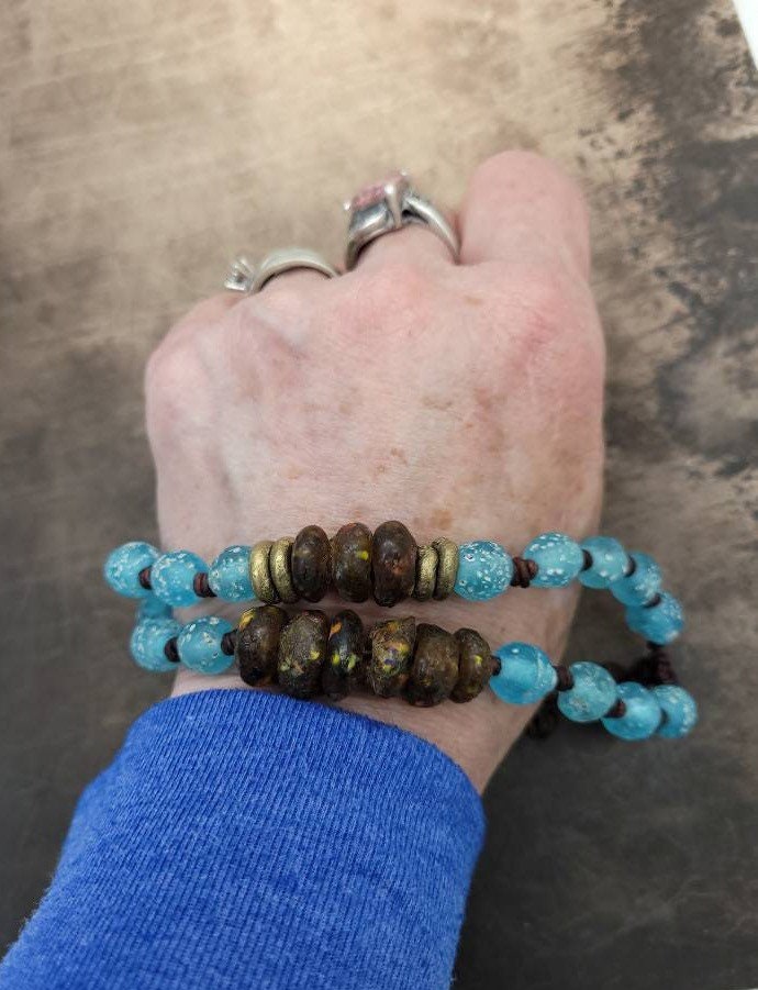 Beautiful Bracelet For Men And W / Unique Elegant Antique Rustic Accent / African Jewelry / Indonesian Jewelry /Bronze/High Quality Leather.