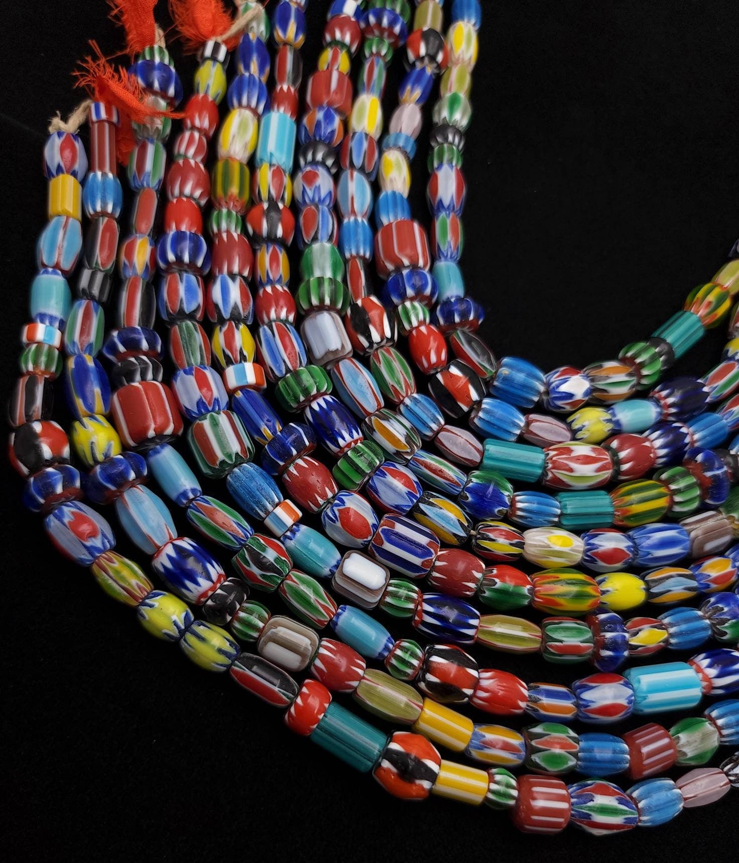 Chevron Multi-Layer Beads / Mixed Sizes & Colors 6-14mm 30 Beads Per Strand / Jewelry Supplies.