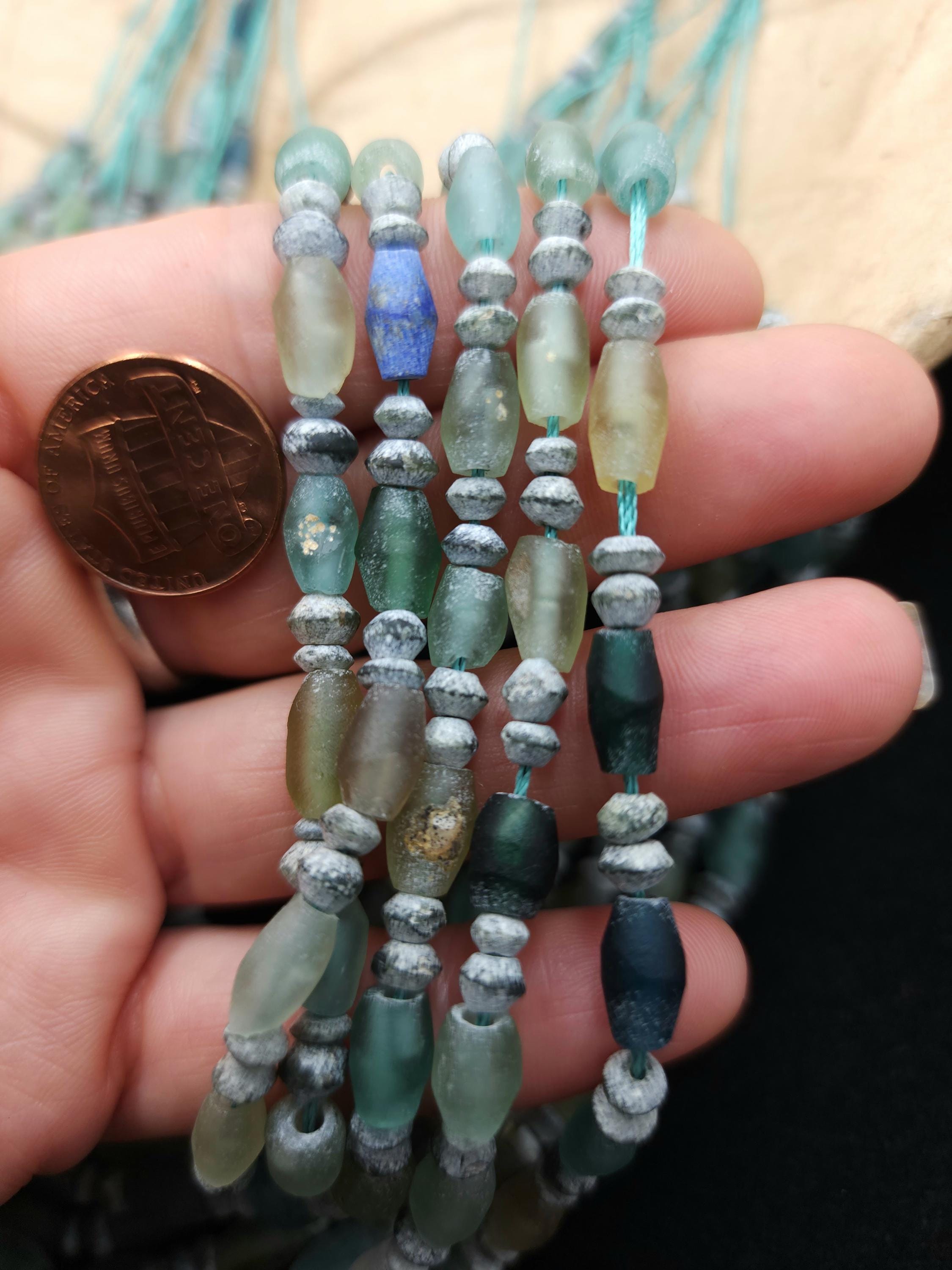 Ancient Roman Glass Full Strand 14" 7-10mm / Genuine Roman Glass Beads / Found Roman Glass Beads From Afghanistan / Jewelry Supplies.