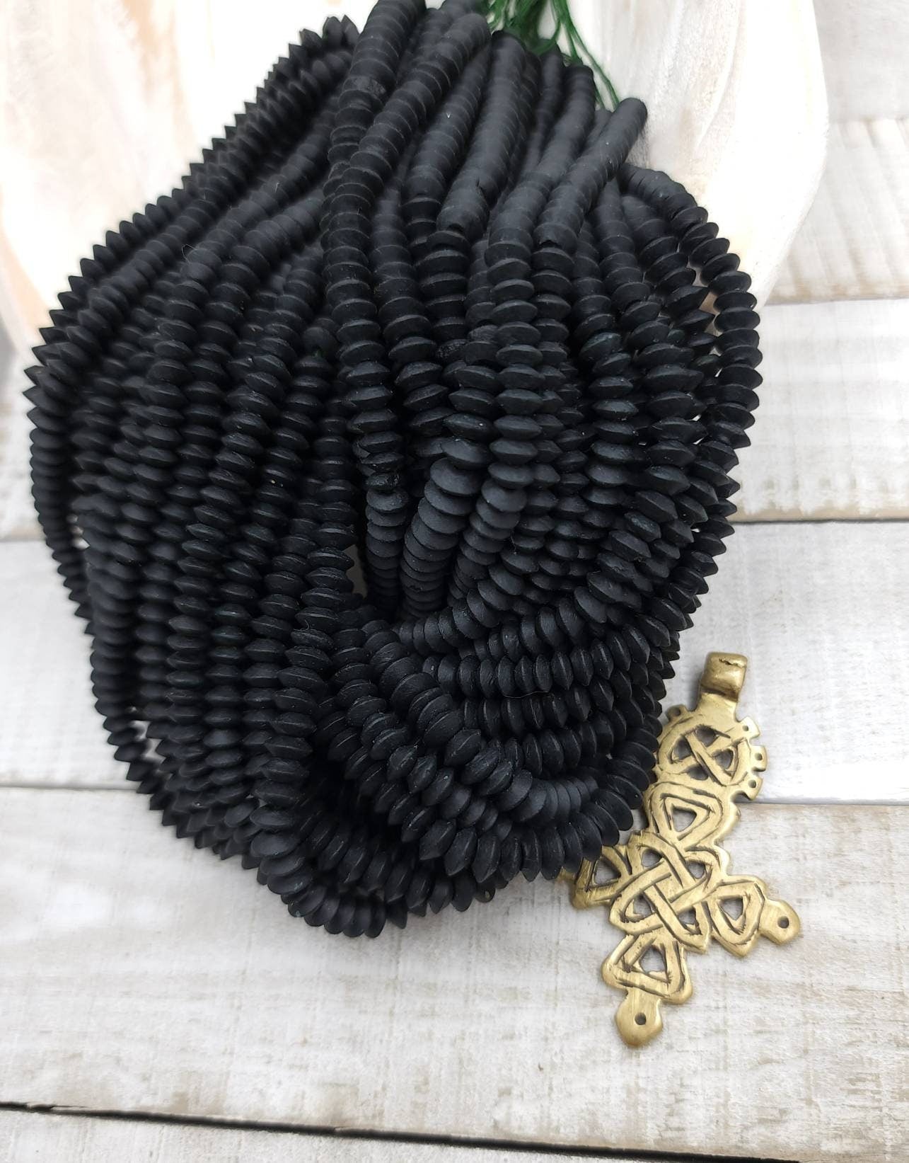 Natural Black Jade Saucer Shaped Strand 12-13"inches 6-7mm 100-110 Beads Or 8mm / Heishi Beads / Afghani Beads / Jewelry Making Supplies.