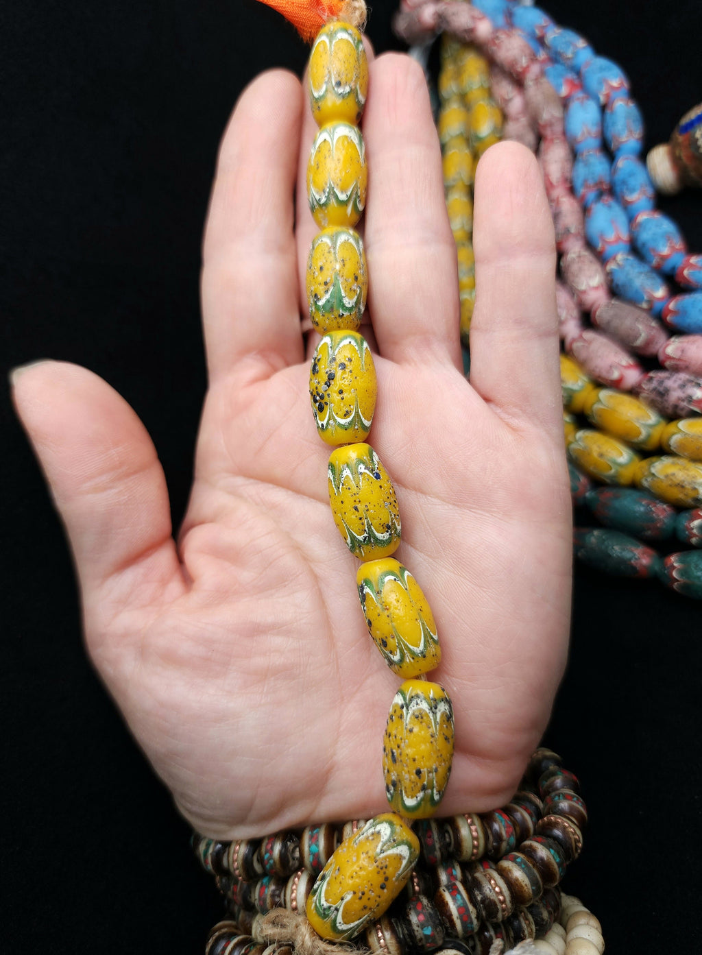 Rustic Chevron Style Beads, Handcrafted From Thailand, 8 Beads  22-23x11mm, Unusual Beads, Lampwork Beads, Jewelry Making Supplies,  Craft.