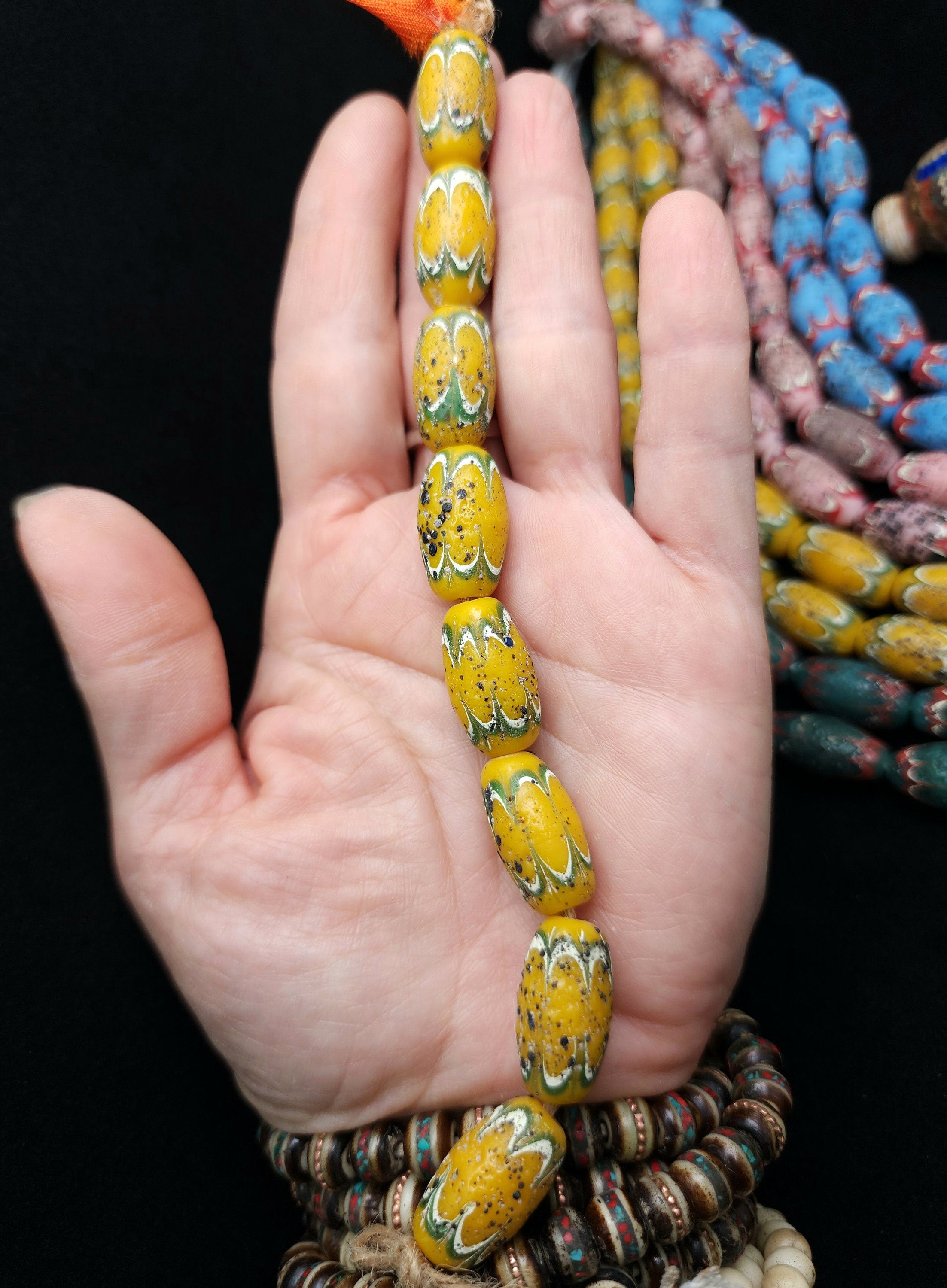 Rustic Chevron Style Beads, Handcrafted From Thailand, 8 Beads  22-23x11mm, Unusual Beads, Lampwork Beads, Jewelry Making Supplies,  Craft.