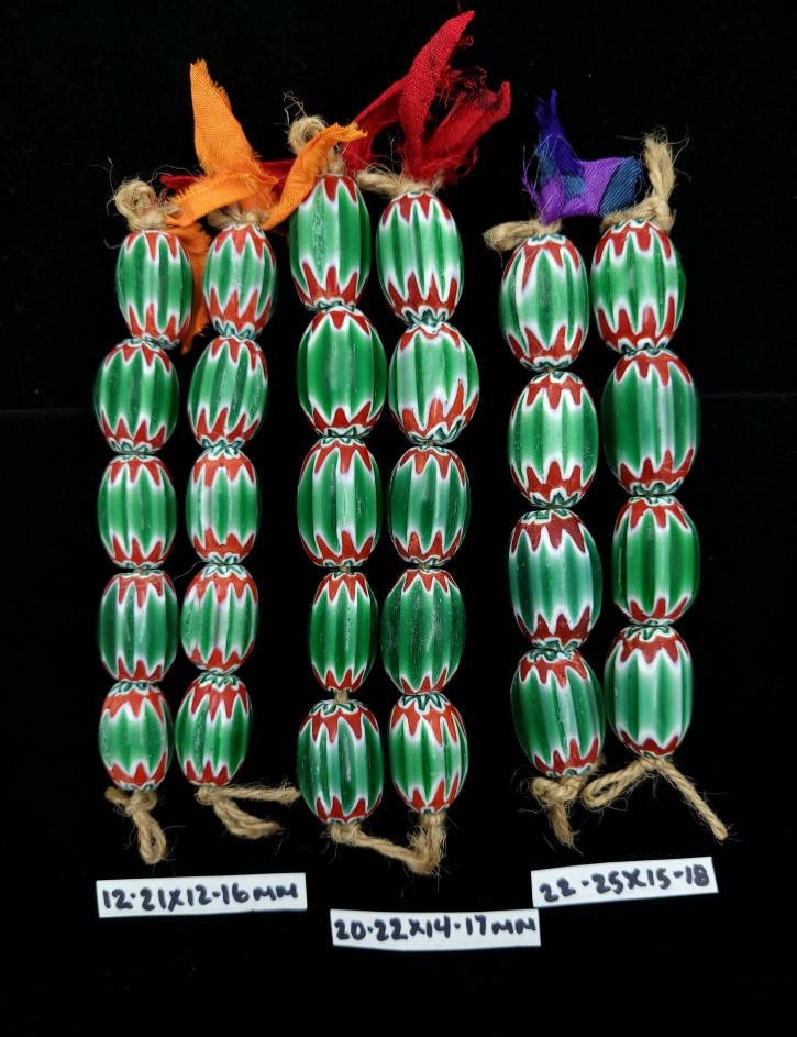 Chevron Beads 6 Layers Green White Red / Option To Choose / Chevron African Trade Beads / Jewelry Making Supplies.