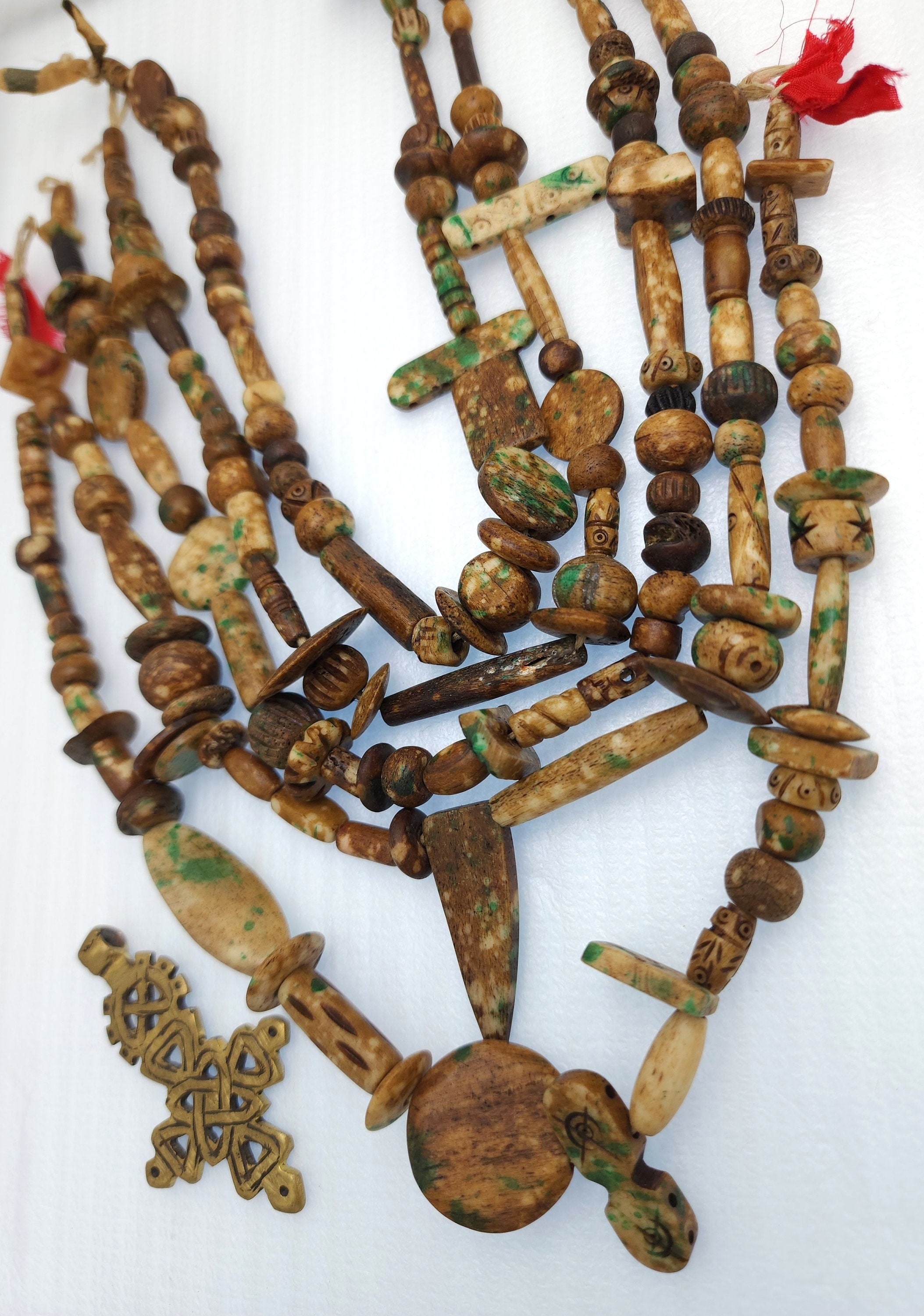 Rustic Splattered Bone Beads / Strand 14" Variety Of Bone Beads / Tribal / Ethnic / Boho / Fun Beads / Jewelry Making Supplies.