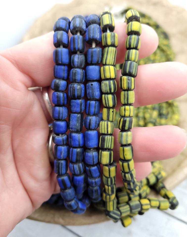 Glass Beads Handmade From Thailand 5-8mm x 5-6mm/Option to Choose Half Strand 10-11" or 22"/Jewelry Supplies/Indonesian Java Beads/Lampwork.