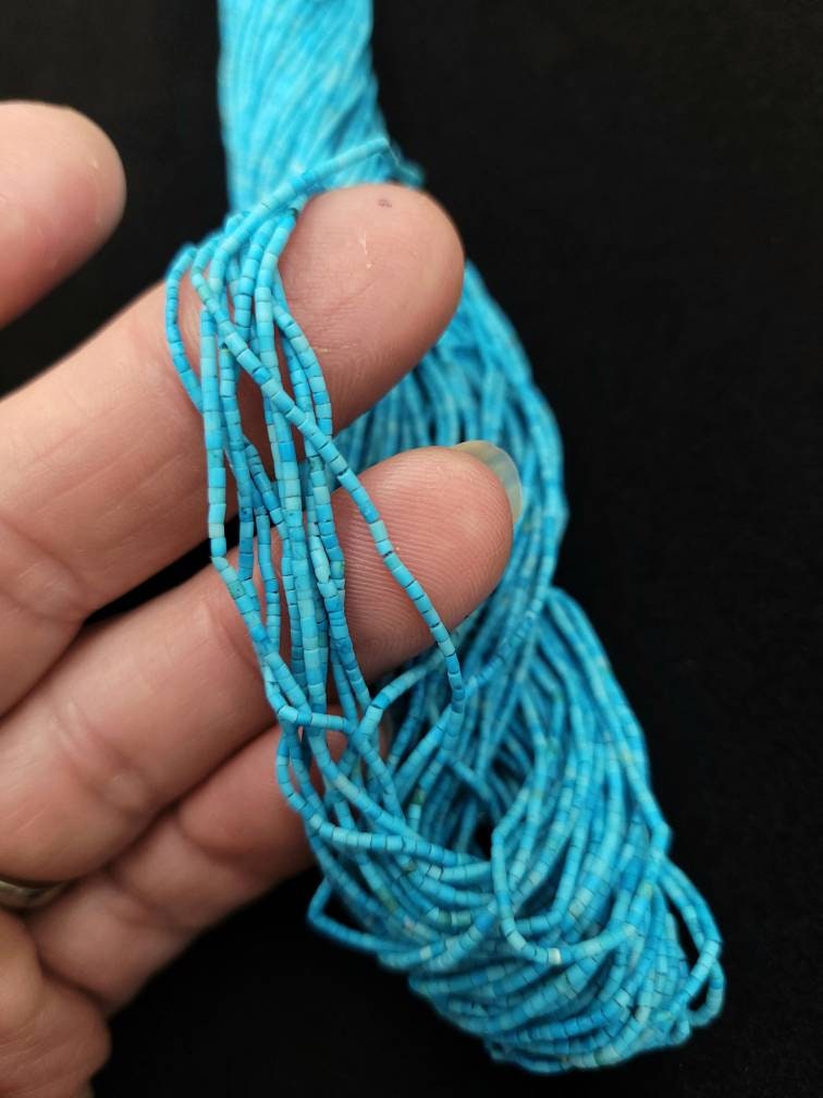 Heishi Turquoise 100% Natural Genuine Tube Shaped Option To Choose Strand 15 "2-3mm or 1mm / Small Beads / Afghani Beads / Jewelry Supplies
