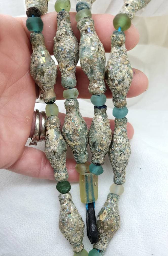 Very Old Roman Glass / Price For a Single Piece /Discovered By Excavation In The Sahara / Jewelry Supplies / Hard to find.