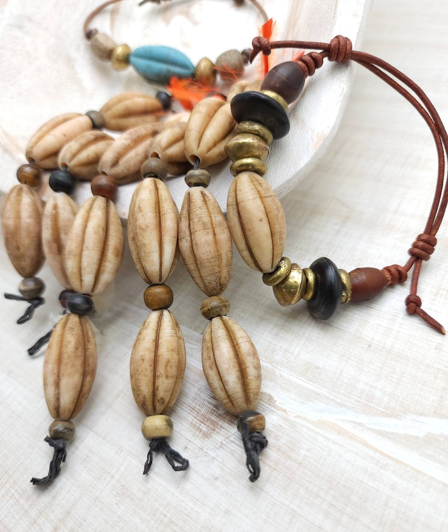 Large Oval Old Rustic Glass Melons Beads peach pink / Indonesian Hand Carved Beads / Choose 3 or 4 Beads 23-26mm  Jewelry Supplies