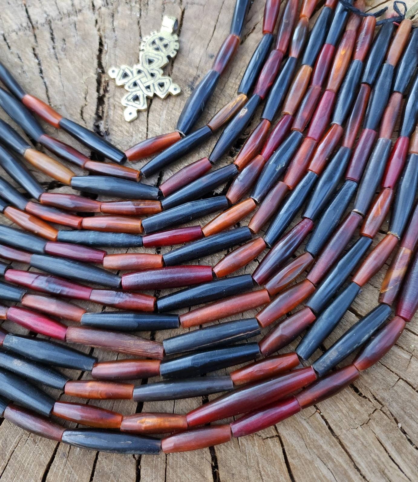 Bone Pipe Beads Size Variable 25-40mm 12" Inch Strand / Jewelry Making Supplies.
