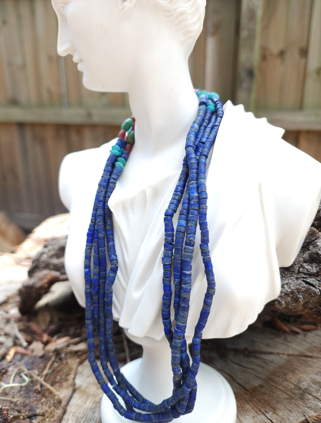 Beautiful Lapis Lazuli Necklace from Afghanistan for Men and Women / LapisLazuli Carnelian and Turquoise  / Two Options to choose from.