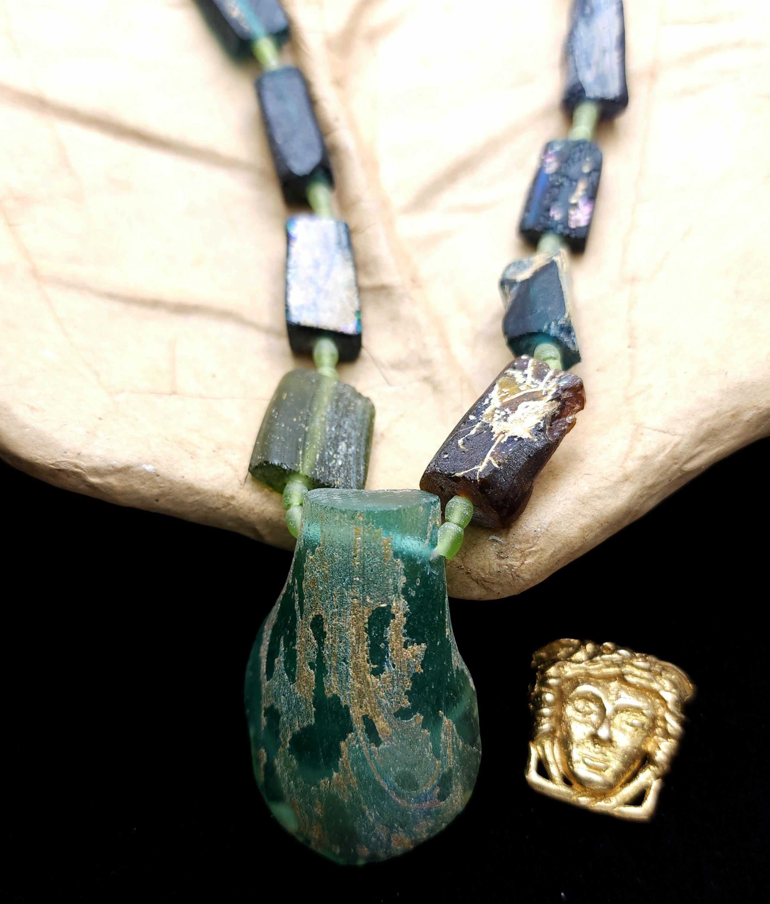 Ancient Roman Glass Hard To Find, Authentic Roman Glass  Approximately 2,000 Years Old, Necklace Very Old Glass Shards, Jewelry Supplies.