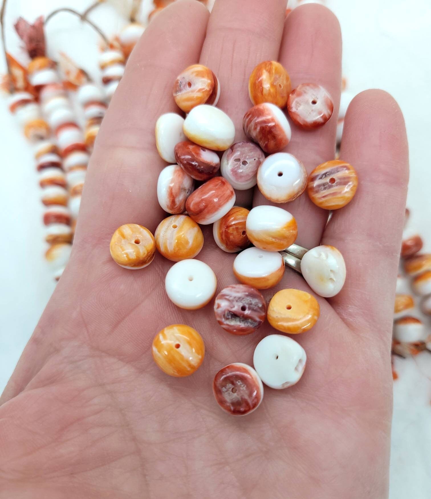 Spiny Oyster Shell Beads Irregular Size / 8-9mm / 10-12mm/Irregular Round / Orange Red White Purple / 5 inches.
