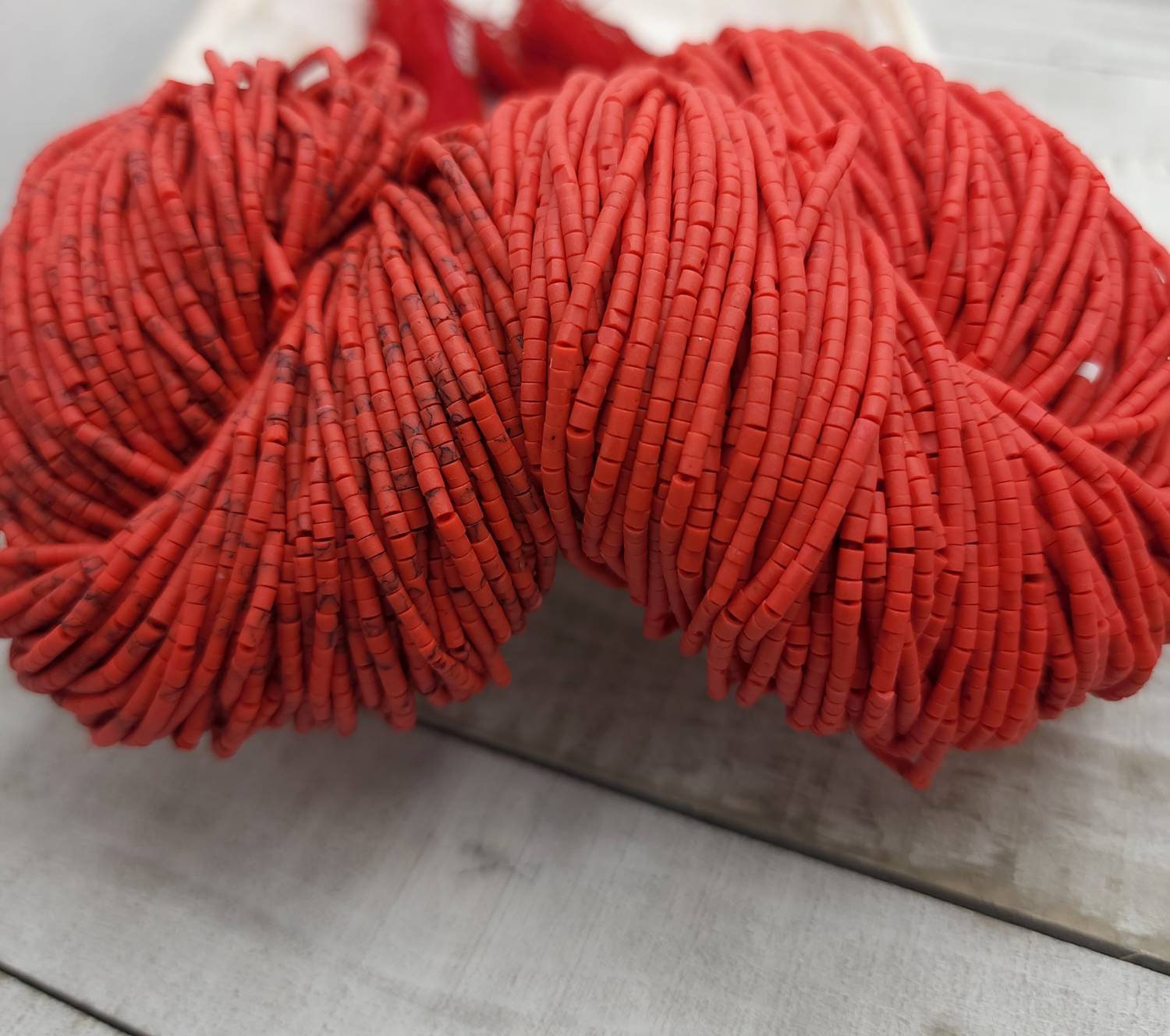 Heishi Beads From Afghanistan, Choose Color Red Turquoise Or Red, Strand 12-13" Inches Long  150+ Beads 2mm, Jewelry Supplies.